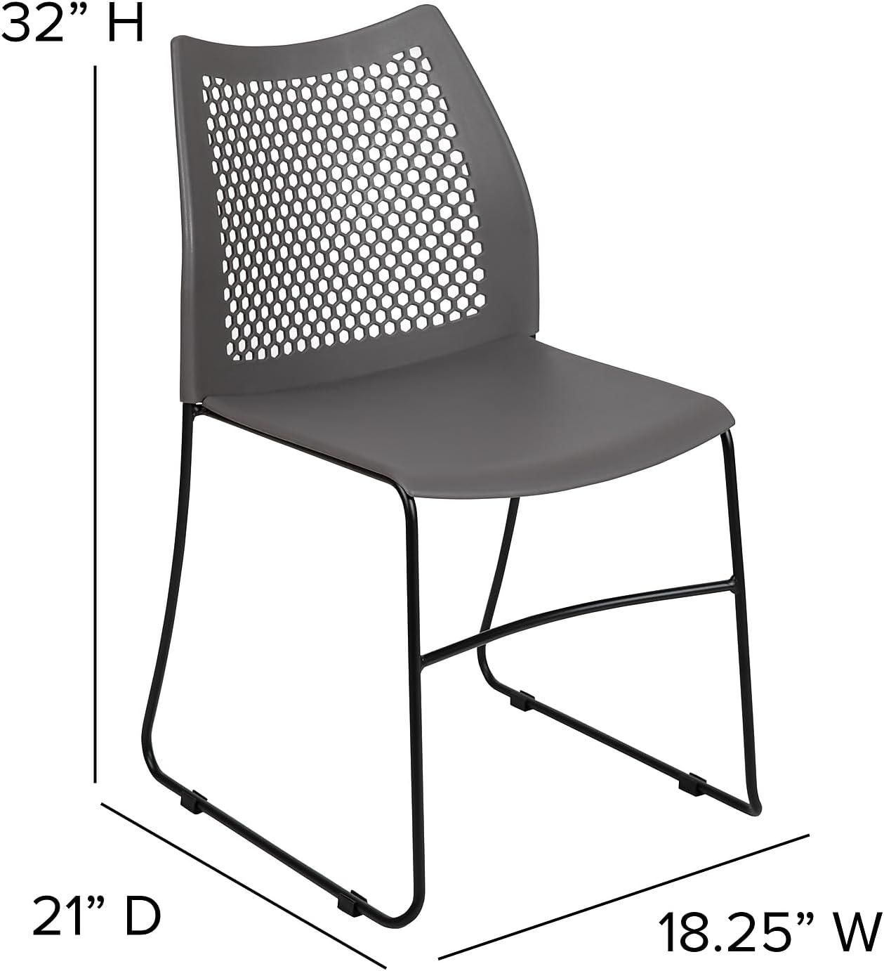image:imageFlash Furniture HERCULES Series 661 lb Capacity Black Stack Chair with AirVent Back and Black Powder Coated Sled BaseGrey