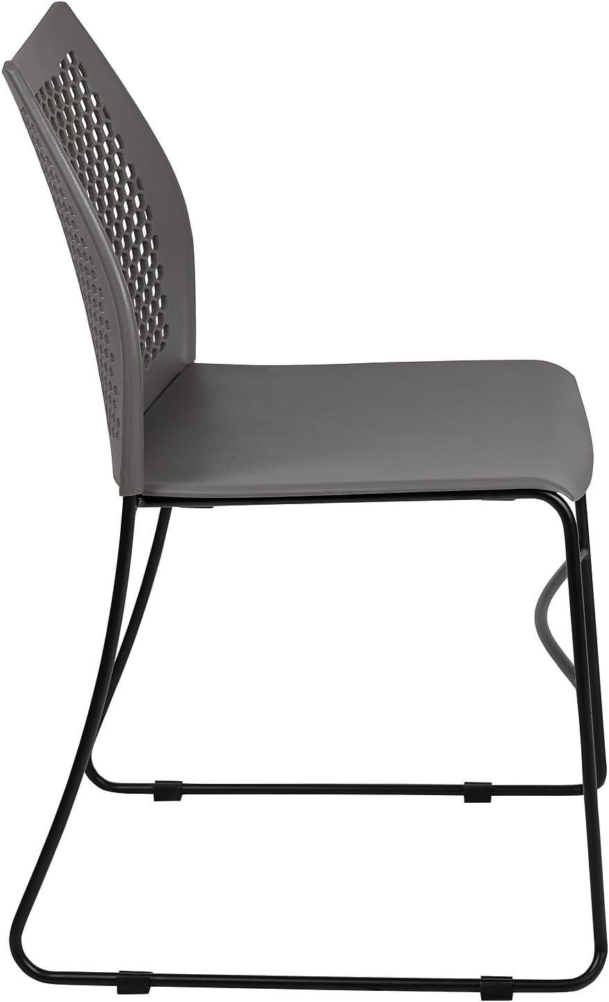 image:imageFlash Furniture HERCULES Series 661 lb Capacity Black Stack Chair with AirVent Back and Black Powder Coated Sled BaseGrey