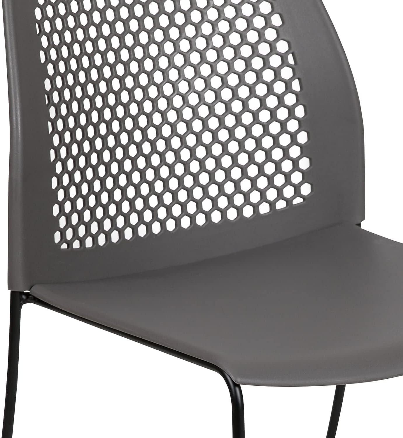 image:imageFlash Furniture HERCULES Series 661 lb Capacity Black Stack Chair with AirVent Back and Black Powder Coated Sled BaseGrey