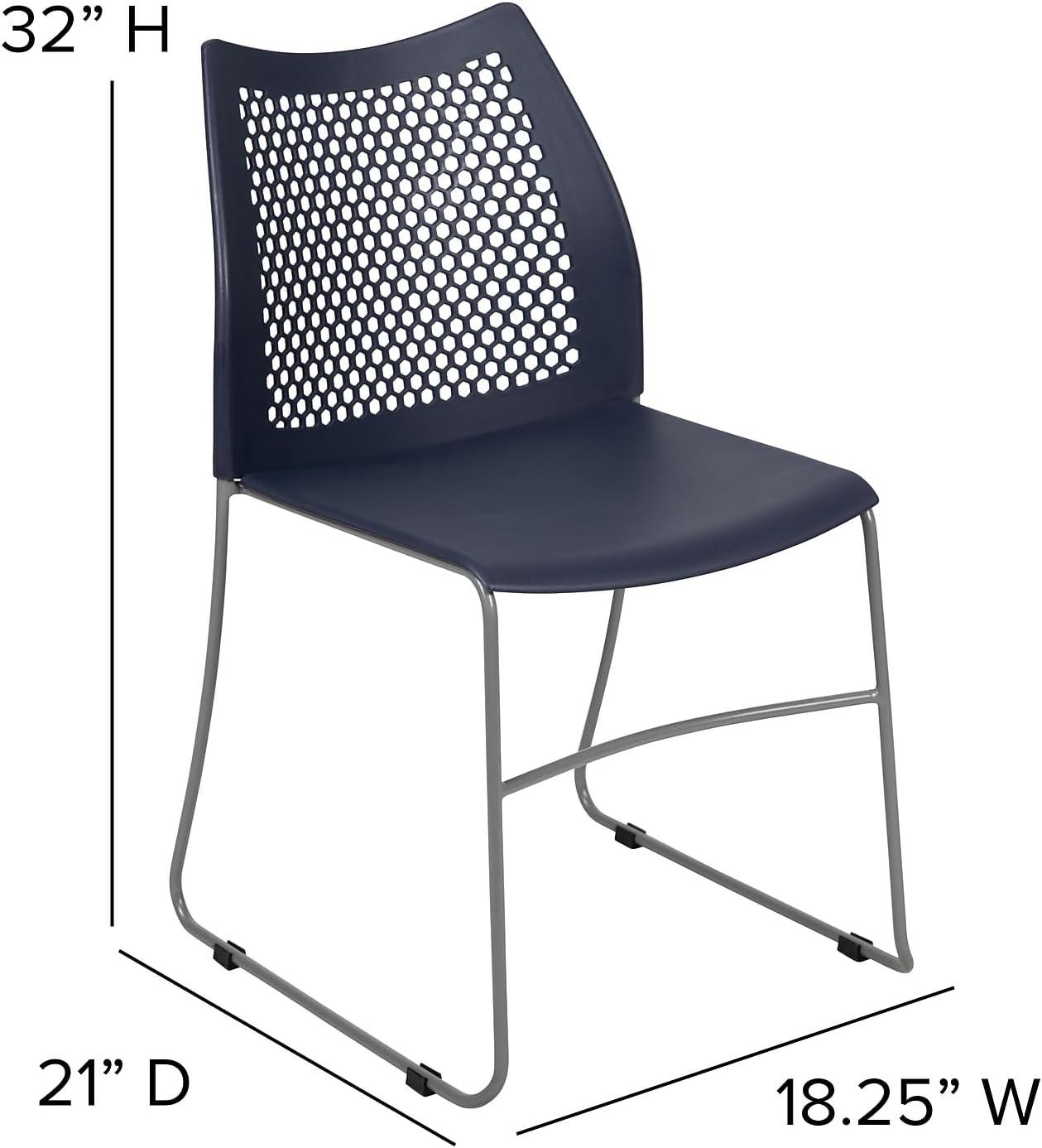 image:imageFlash Furniture HERCULES Series 661 lb Capacity Black Stack Chair with AirVent Back and Black Powder Coated Sled BaseNavy