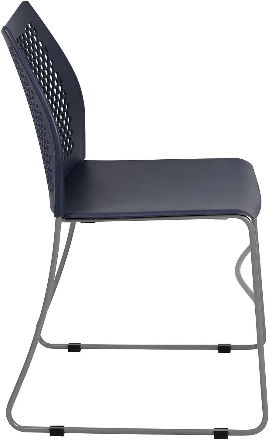 image:imageFlash Furniture HERCULES Series 661 lb Capacity Black Stack Chair with AirVent Back and Black Powder Coated Sled BaseNavy
