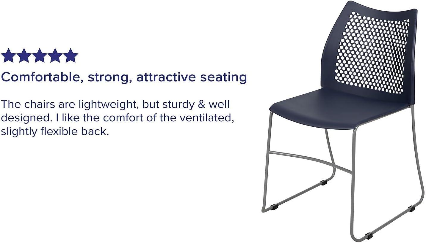 image:imageFlash Furniture HERCULES Series 661 lb Capacity Black Stack Chair with AirVent Back and Black Powder Coated Sled BaseNavy