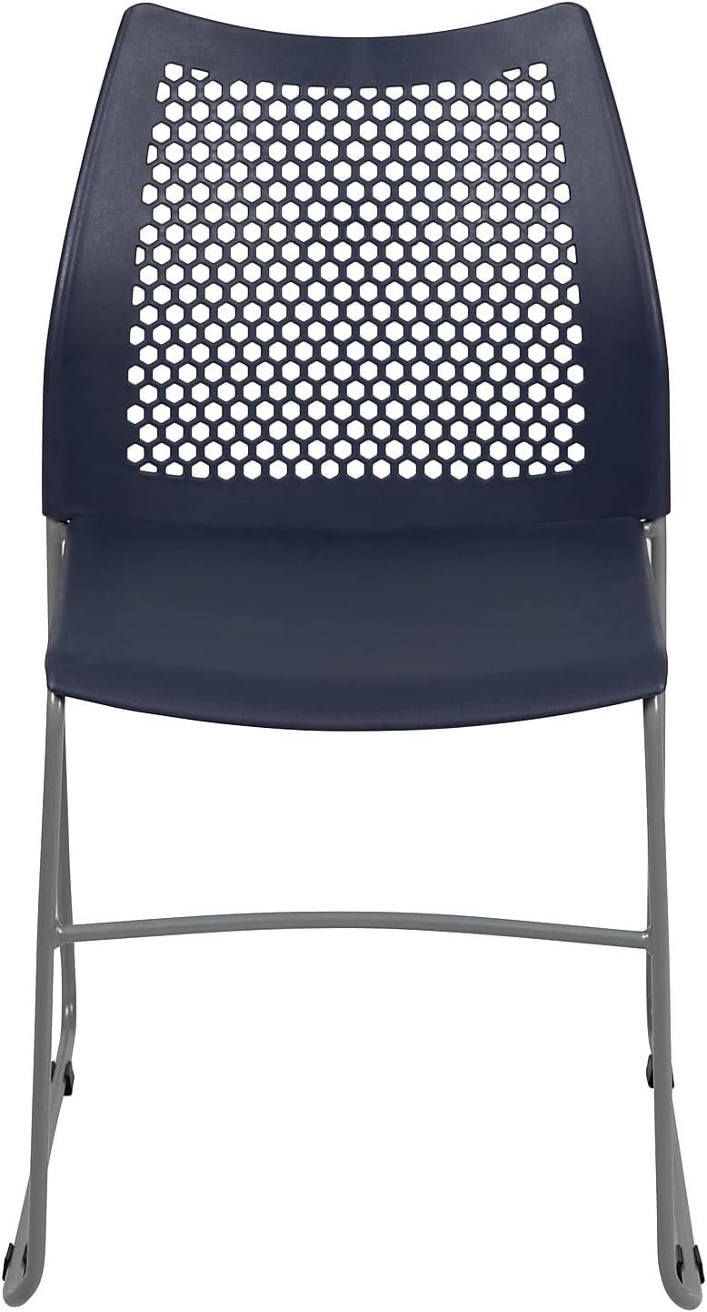 image:imageFlash Furniture HERCULES Series 661 lb Capacity Black Stack Chair with AirVent Back and Black Powder Coated Sled BaseNavy