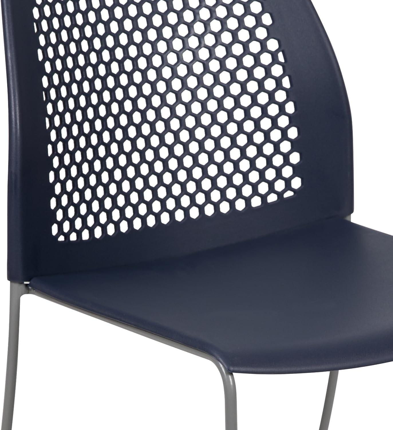 image:imageFlash Furniture HERCULES Series 661 lb Capacity Black Stack Chair with AirVent Back and Black Powder Coated Sled BaseNavy