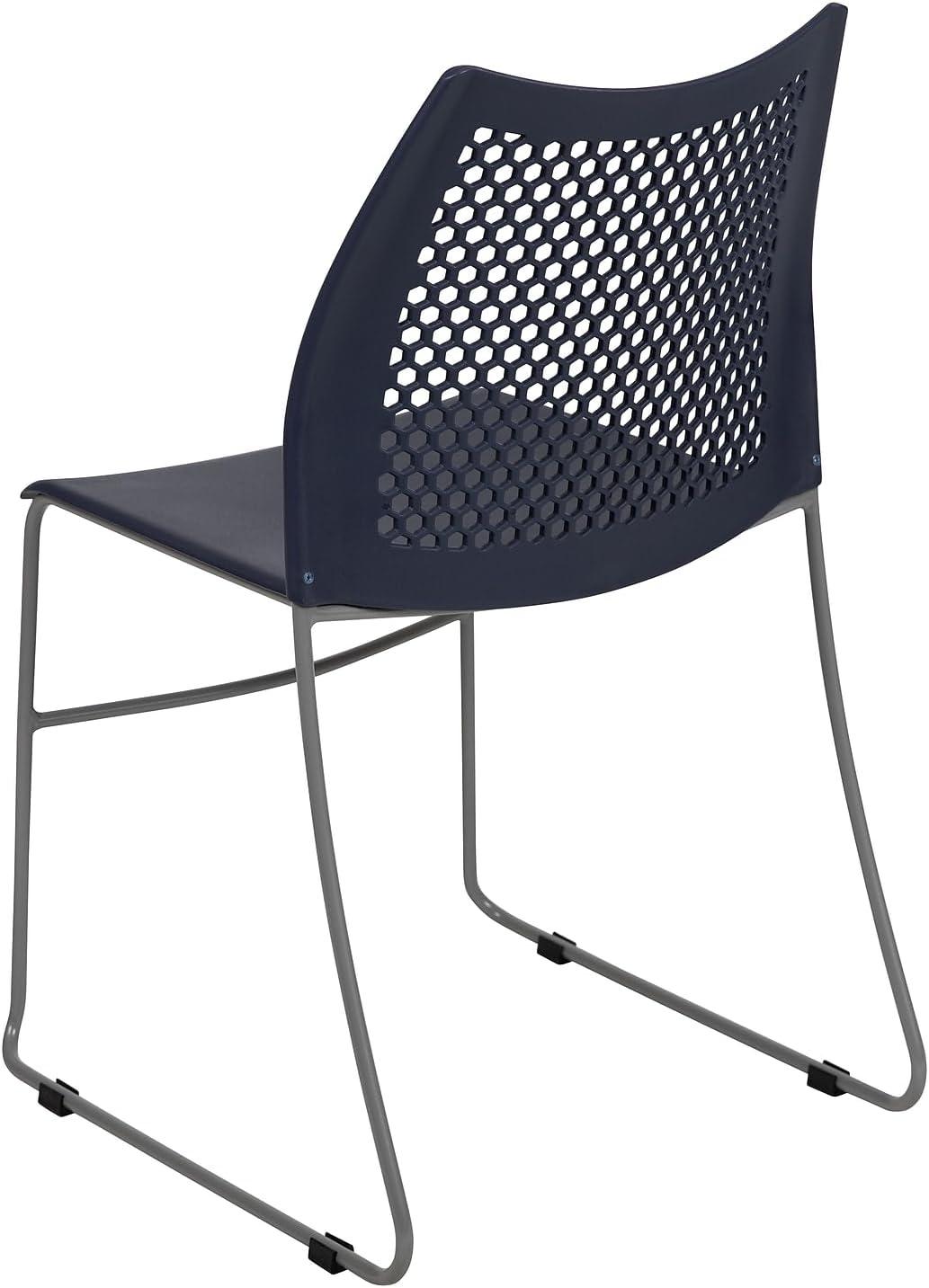 image:imageFlash Furniture HERCULES Series 661 lb Capacity Black Stack Chair with AirVent Back and Black Powder Coated Sled BaseNavy