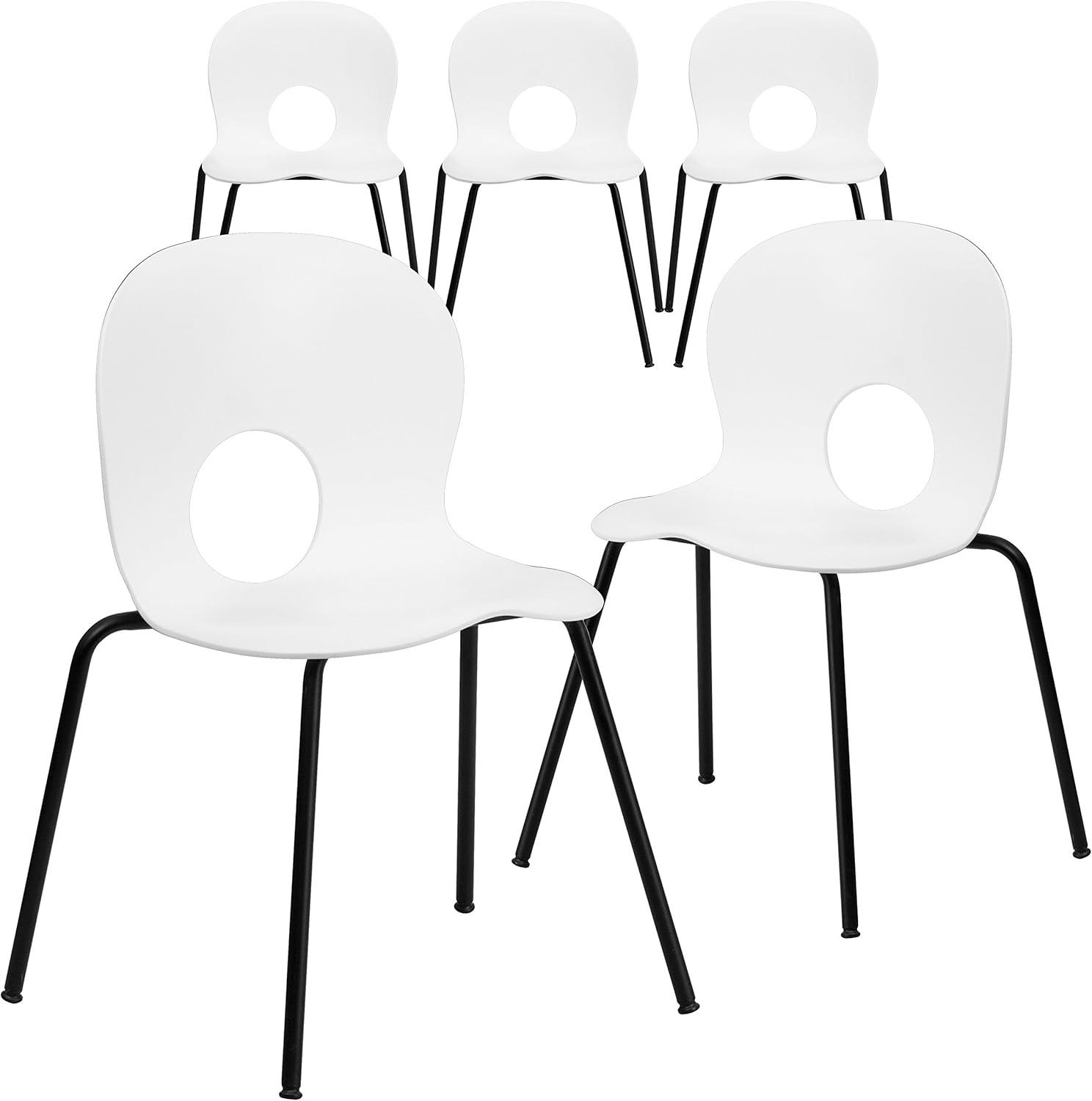 image:imageFlash Furniture HERCULES Series 770 lb Capacity Designer White Plastic Stack Chair with Black FrameWhite
