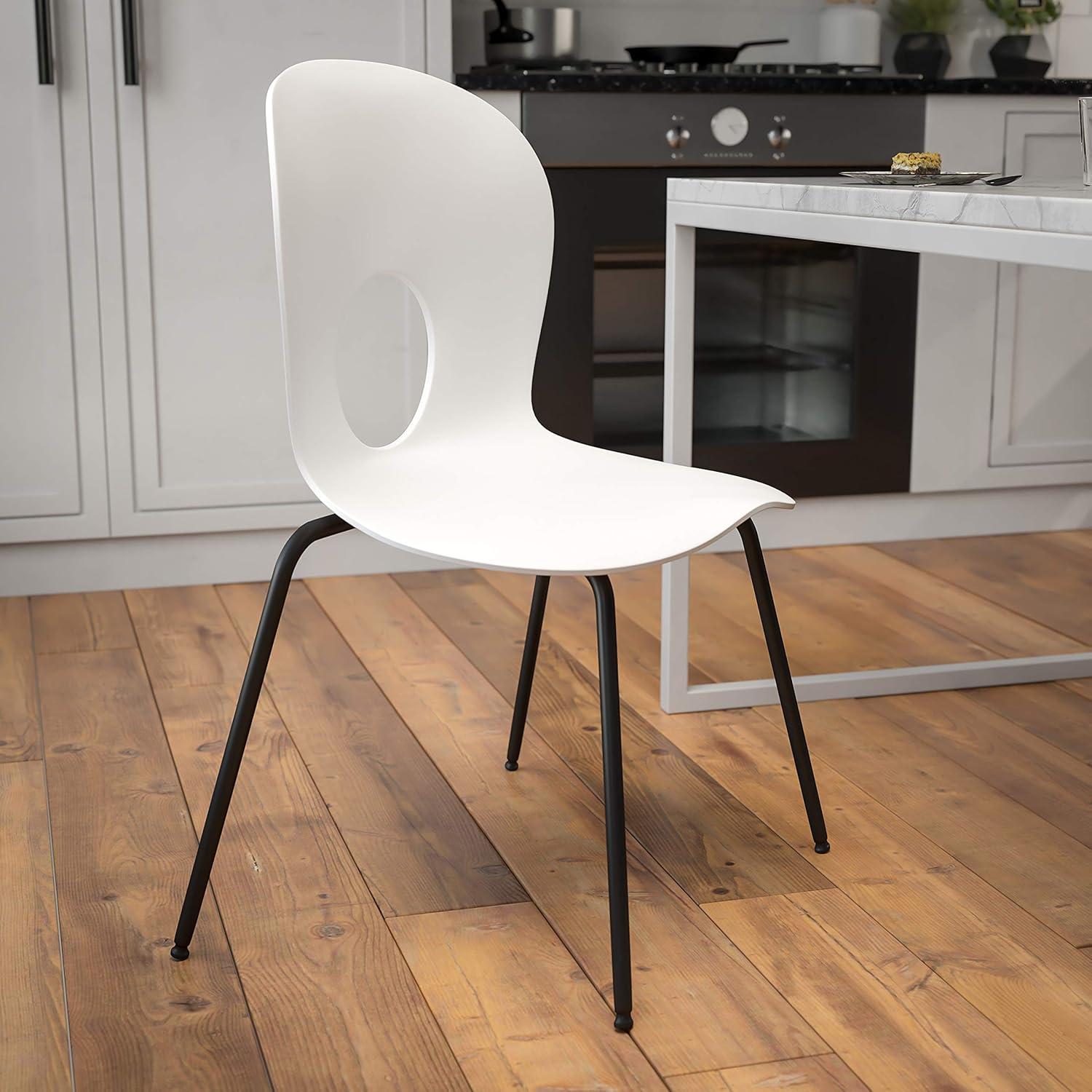 image:imageFlash Furniture HERCULES Series 770 lb Capacity Designer White Plastic Stack Chair with Black FrameWhite