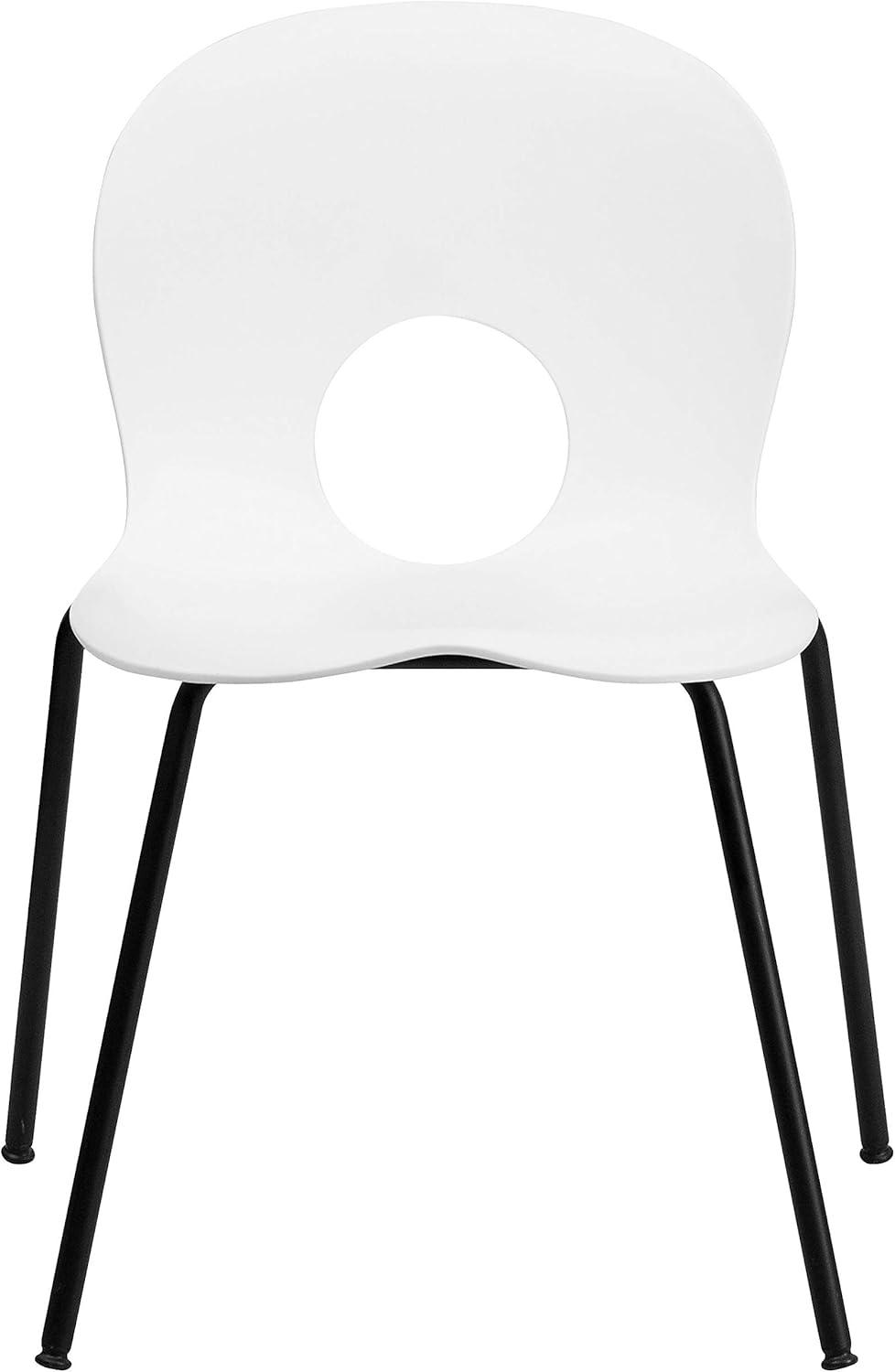 image:imageFlash Furniture HERCULES Series 770 lb Capacity Designer White Plastic Stack Chair with Black FrameWhite