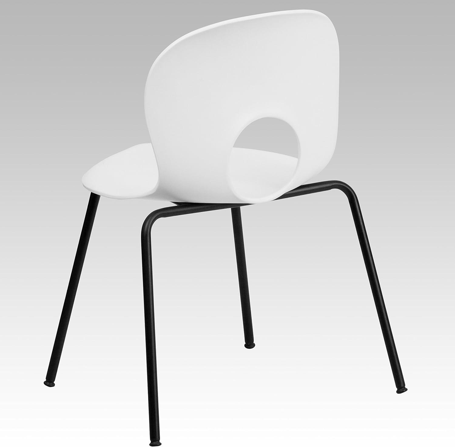 image:imageFlash Furniture HERCULES Series 770 lb Capacity Designer White Plastic Stack Chair with Black FrameWhite