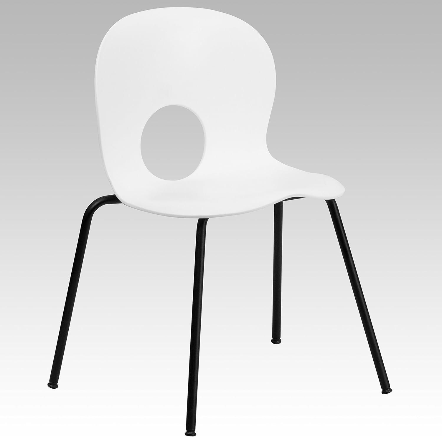 image:imageFlash Furniture HERCULES Series 770 lb Capacity Designer White Plastic Stack Chair with Black FrameWhite