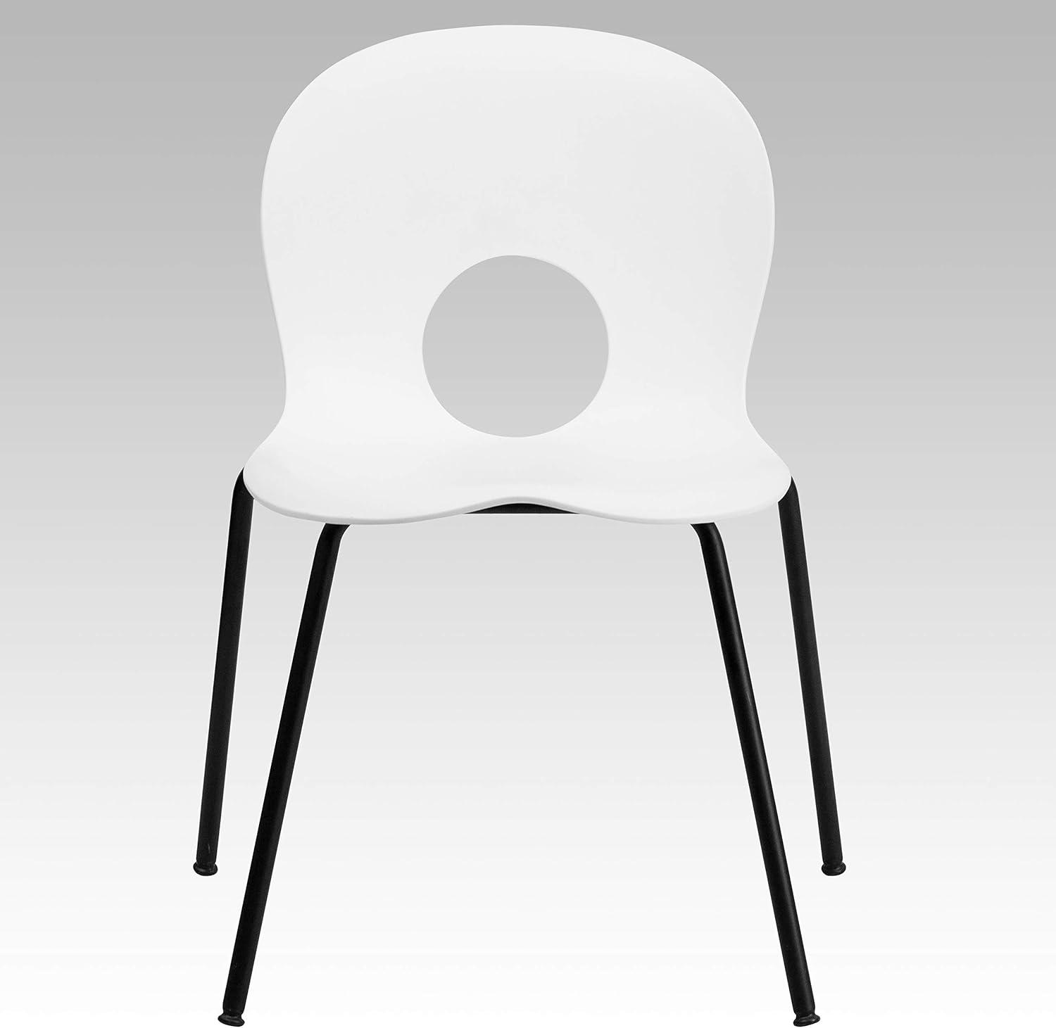 image:imageFlash Furniture HERCULES Series 770 lb Capacity Designer White Plastic Stack Chair with Black FrameWhite