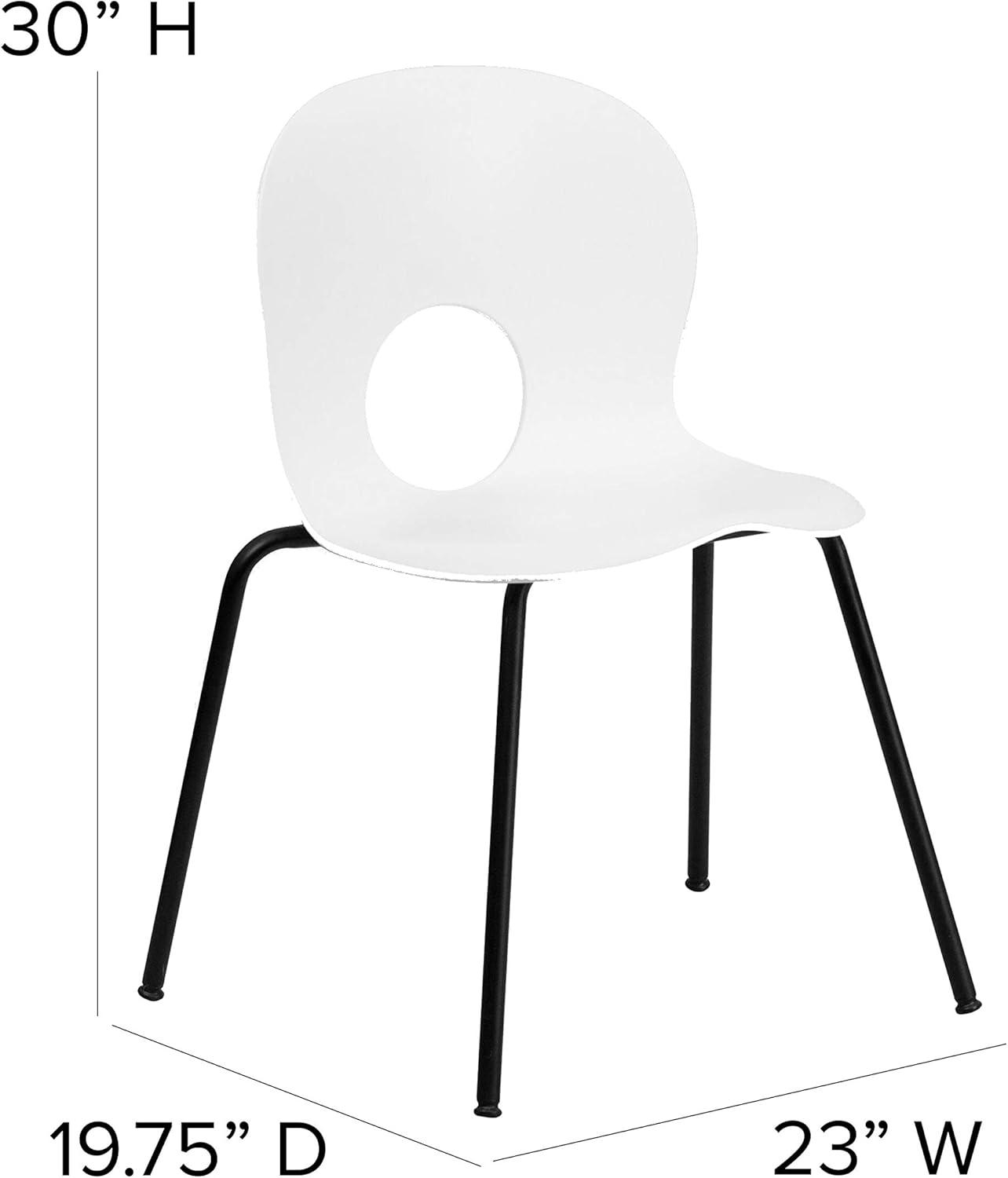 image:imageFlash Furniture HERCULES Series 770 lb Capacity Designer White Plastic Stack Chair with Black FrameWhite