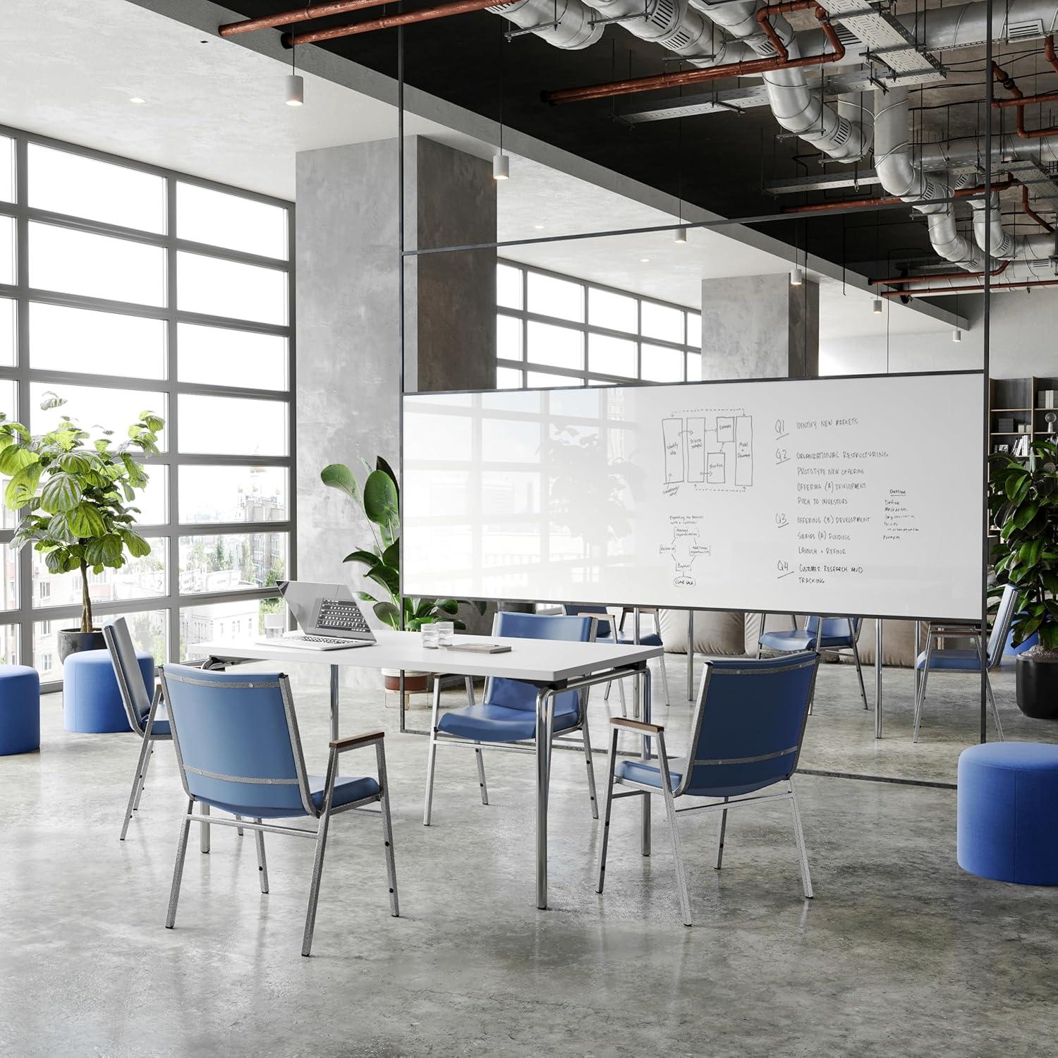 image:imageFlash Furniture HERCULES Series Heavy Duty Black Vinyl Stack Chair with Arms and Ganging BracketNavy Vinyl