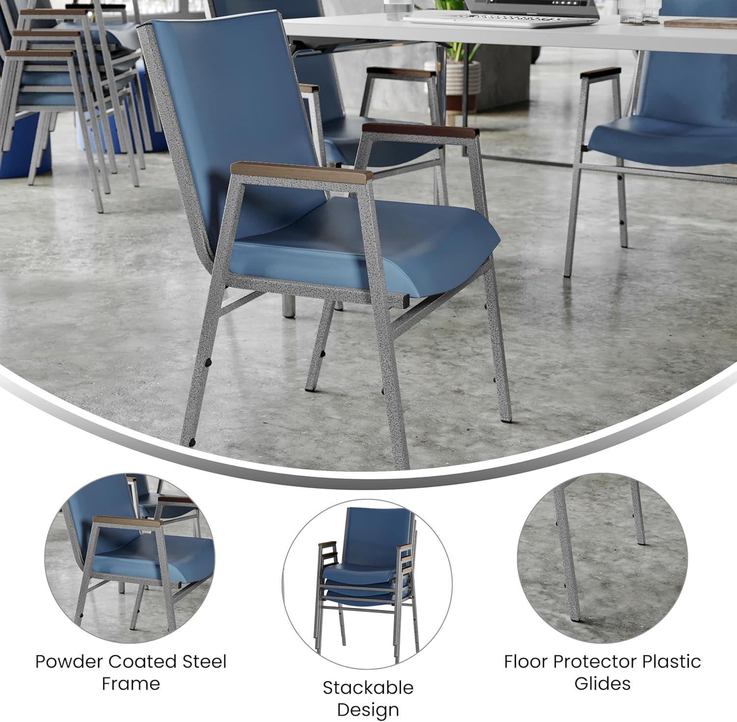 image:imageFlash Furniture HERCULES Series Heavy Duty Black Vinyl Stack Chair with Arms and Ganging BracketNavy Vinyl