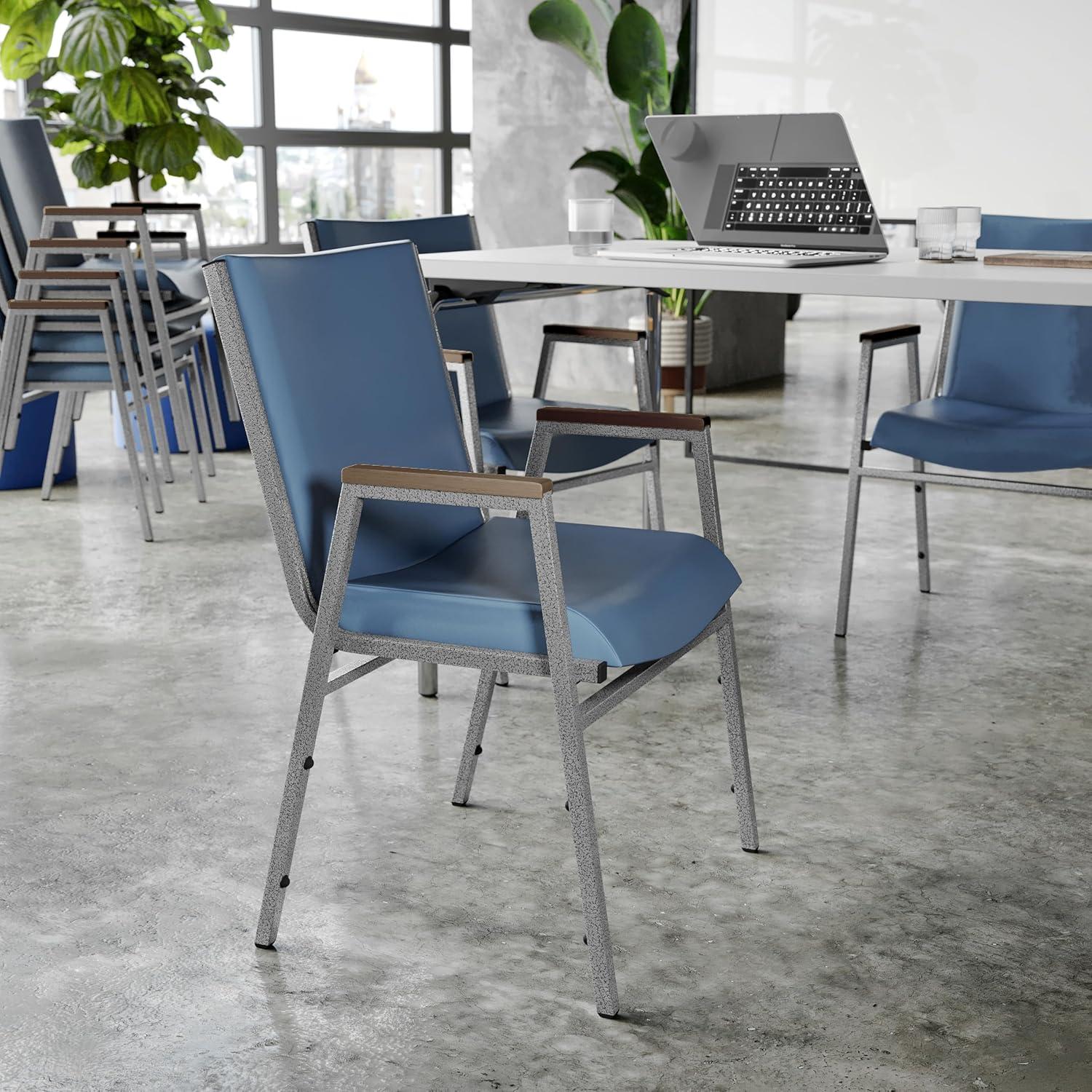 image:imageFlash Furniture HERCULES Series Heavy Duty Black Vinyl Stack Chair with Arms and Ganging BracketNavy Vinyl