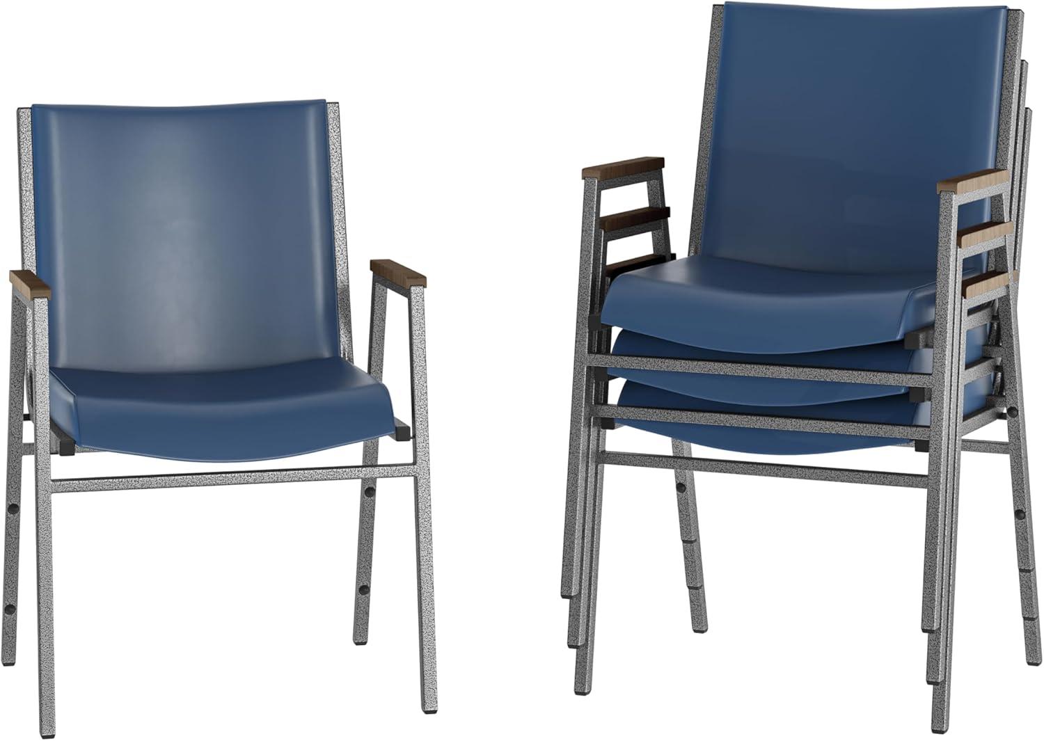 image:imageFlash Furniture HERCULES Series Heavy Duty Black Vinyl Stack Chair with Arms and Ganging BracketNavy Vinyl