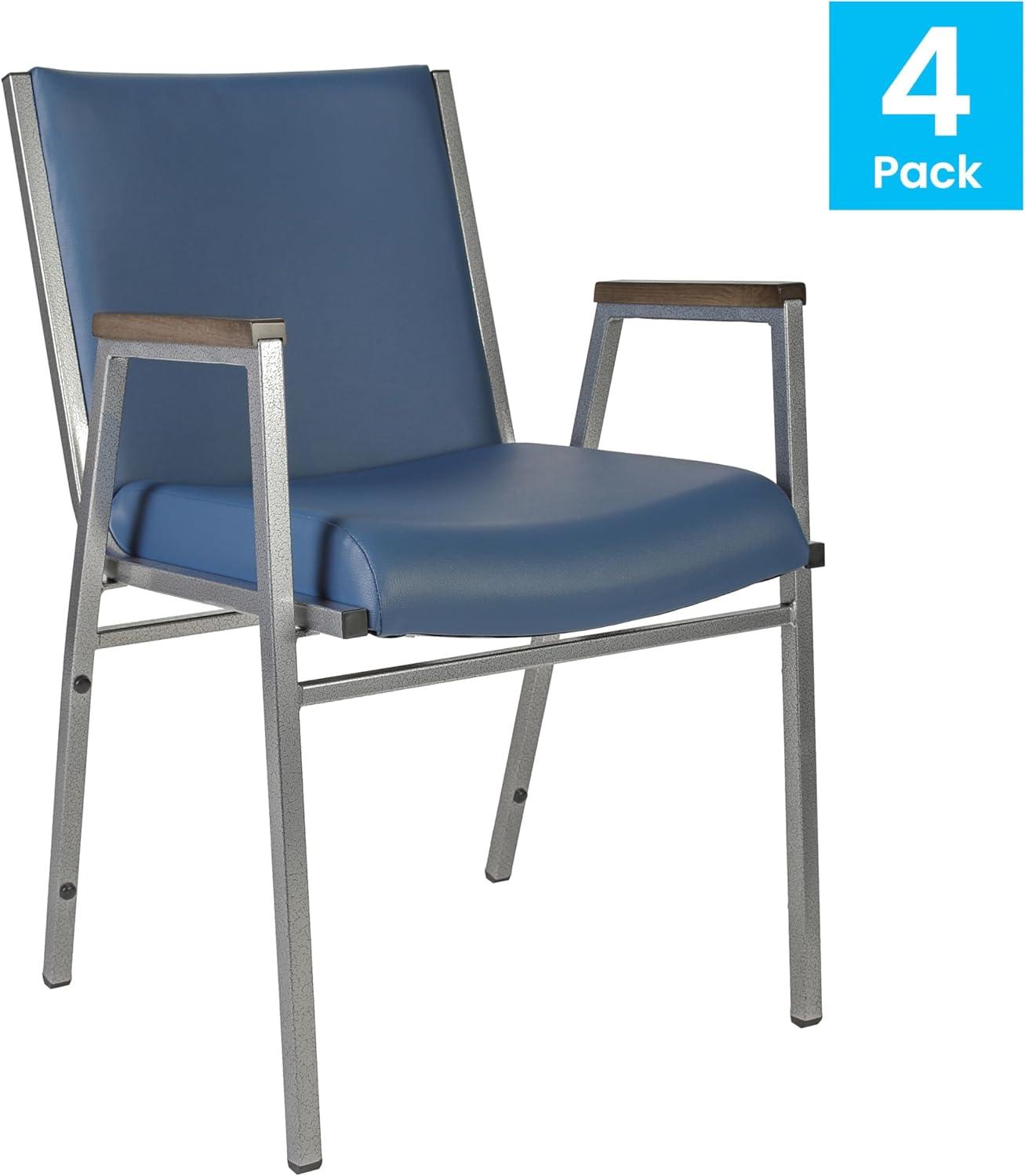 image:imageFlash Furniture HERCULES Series Heavy Duty Black Vinyl Stack Chair with Arms and Ganging BracketNavy Vinyl