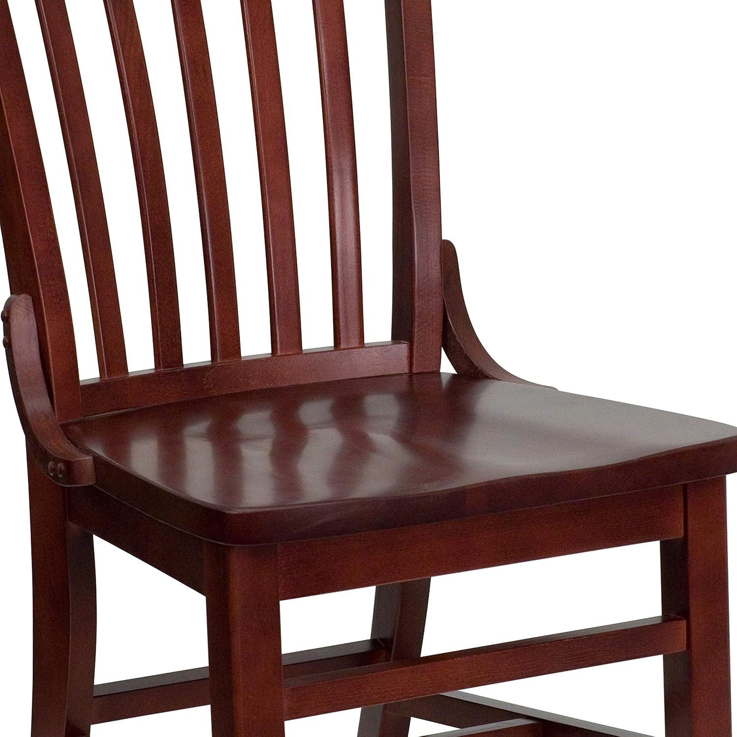 image:imageFlash Furniture HERCULES Series School House Back Mahogany Wood Restaurant Chair Pack of 4