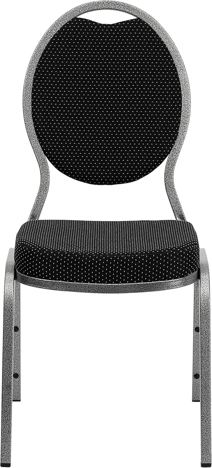 image:imageFlash Furniture HERCULES Series Teardrop Back Stacking Banquet Chair in Black Patterned Fabric Silver Vein FrameBlack Patterned FabricSilver Vein Frame