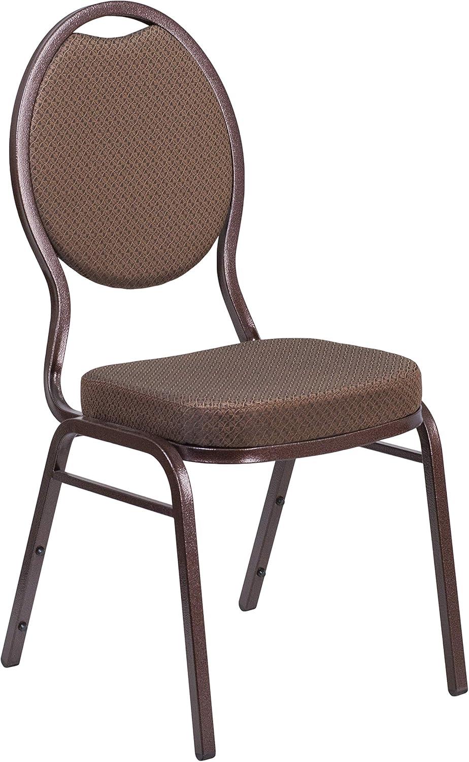 image:imageFlash Furniture HERCULES Series Teardrop Back Stacking Banquet Chair in Black Patterned Fabric Silver Vein FrameBrown Patterned FabricCopper Vein Frame