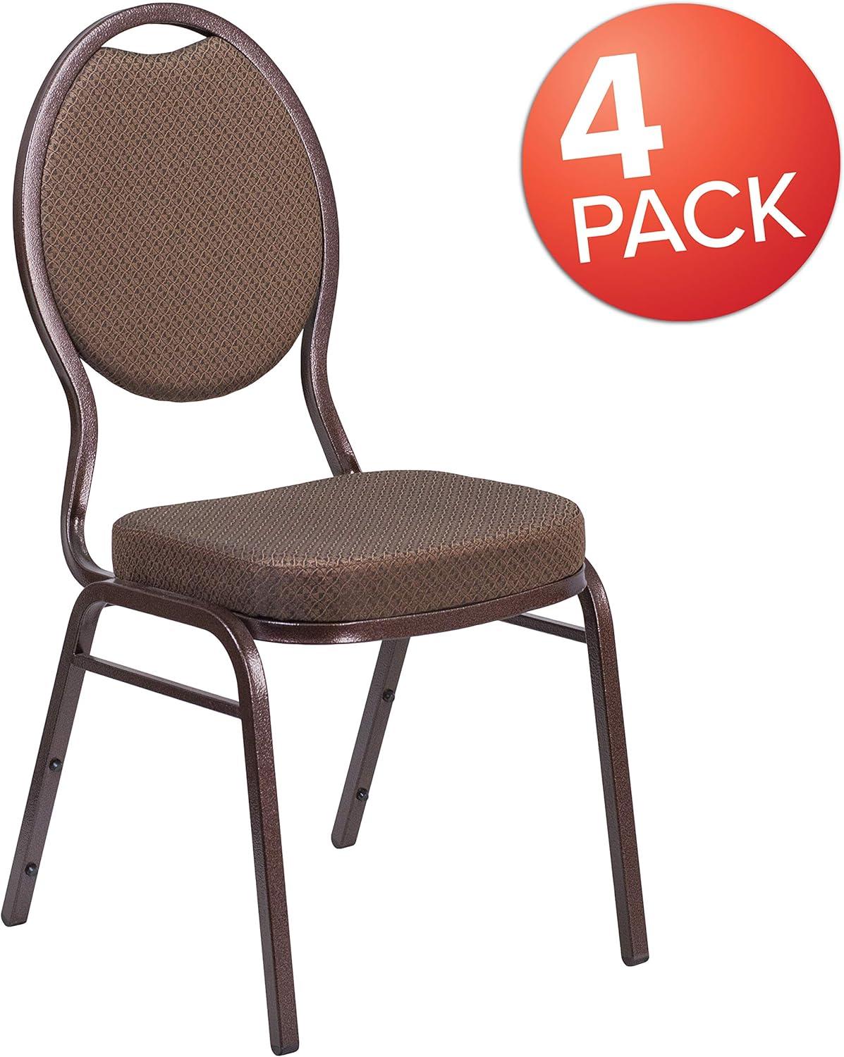 image:imageFlash Furniture HERCULES Series Teardrop Back Stacking Banquet Chair in Black Patterned Fabric Silver Vein FrameBrown Patterned FabricCopper Vein Frame