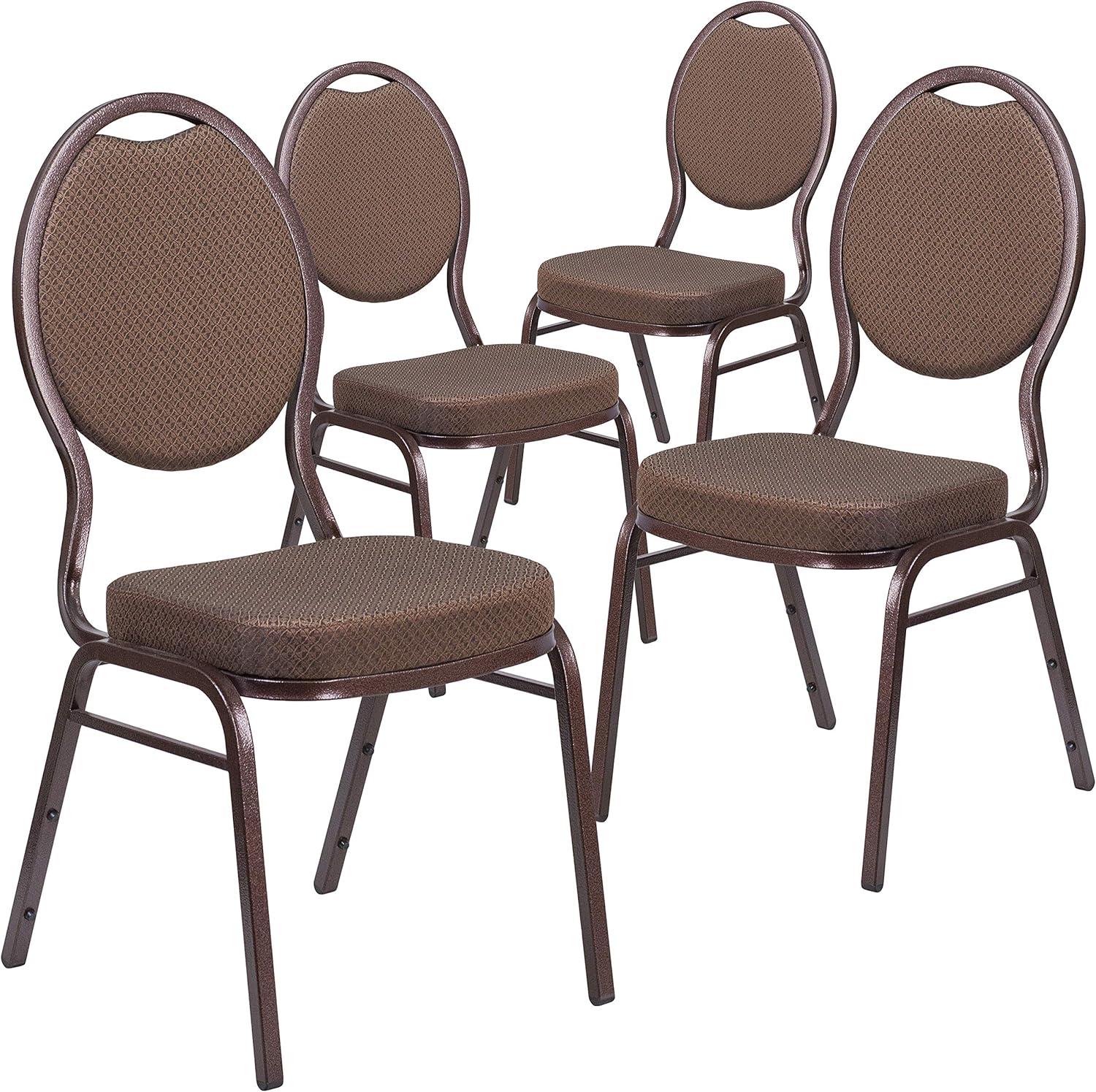 image:imageFlash Furniture HERCULES Series Teardrop Back Stacking Banquet Chair in Black Patterned Fabric Silver Vein FrameBrown Patterned FabricCopper Vein Frame