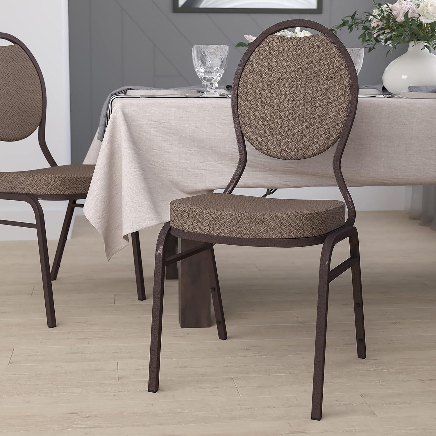 image:imageFlash Furniture HERCULES Series Teardrop Back Stacking Banquet Chair in Black Patterned Fabric Silver Vein FrameBrown Patterned FabricCopper Vein Frame