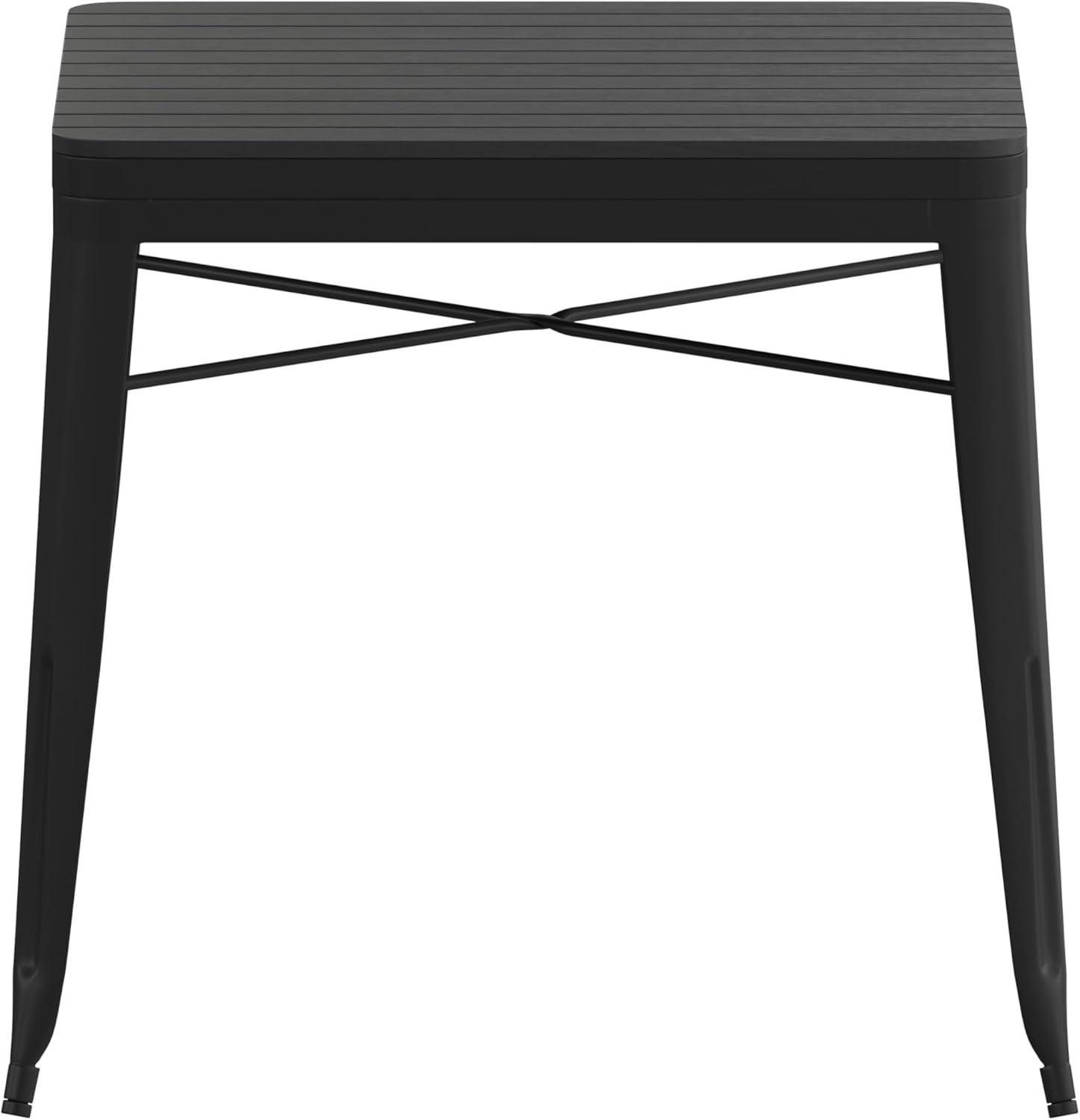 image:imageFlash Furniture Helvey Commercial 5 Piece Table and Chairs Set 4 Black Metal Chairs with Poly Resin Seats Black 315 Square Table with Poly Resin TopContemporary