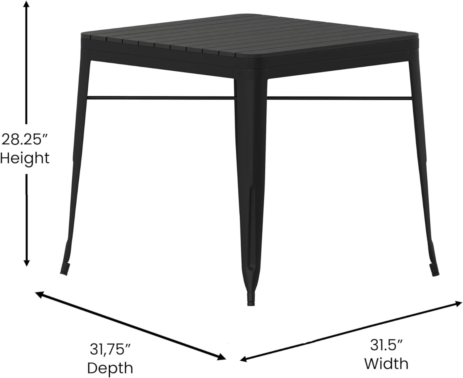 image:imageFlash Furniture Helvey Commercial 5 Piece Table and Chairs Set 4 Black Metal Chairs with Poly Resin Seats Black 315 Square Table with Poly Resin TopContemporary