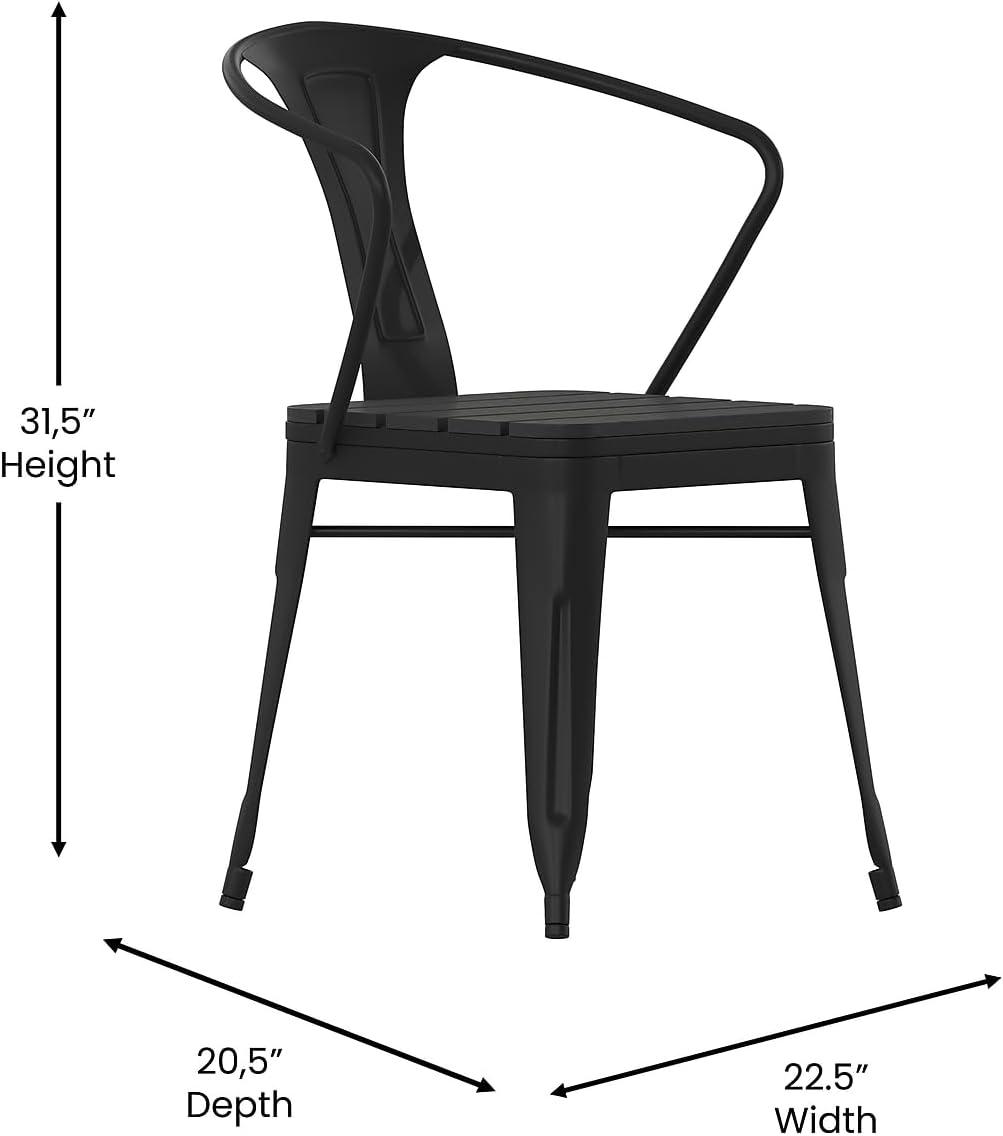 image:imageFlash Furniture Helvey Commercial 5 Piece Table and Chairs Set 4 Black Metal Chairs with Poly Resin Seats Black 315 Square Table with Poly Resin Top5Piece Set