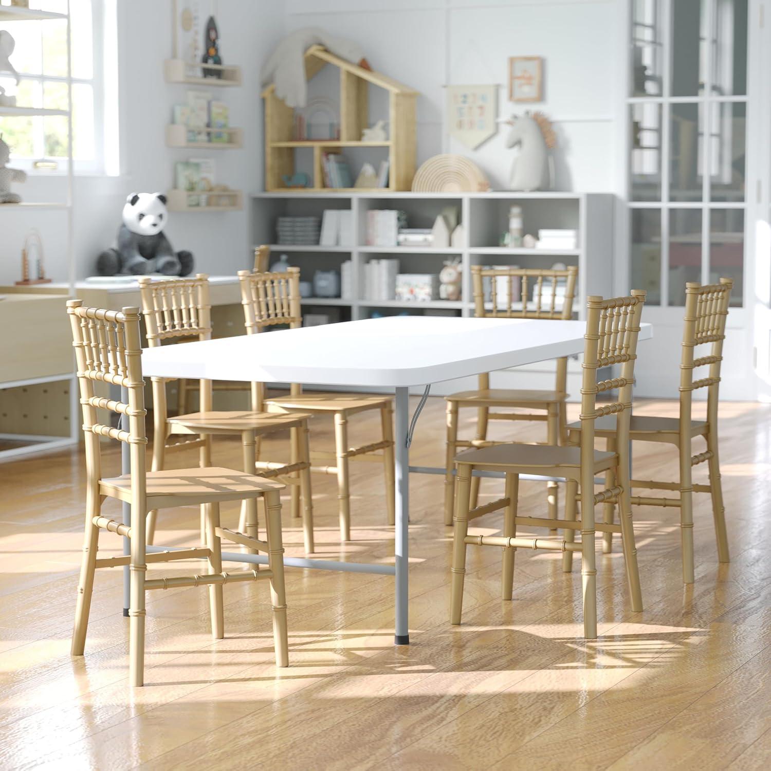 image:imageFlash Furniture Hercules Series Childrens Resin Event Chair CommercialResidential All Occasion Chair 330 lb Static Weight Capacity GoldGold