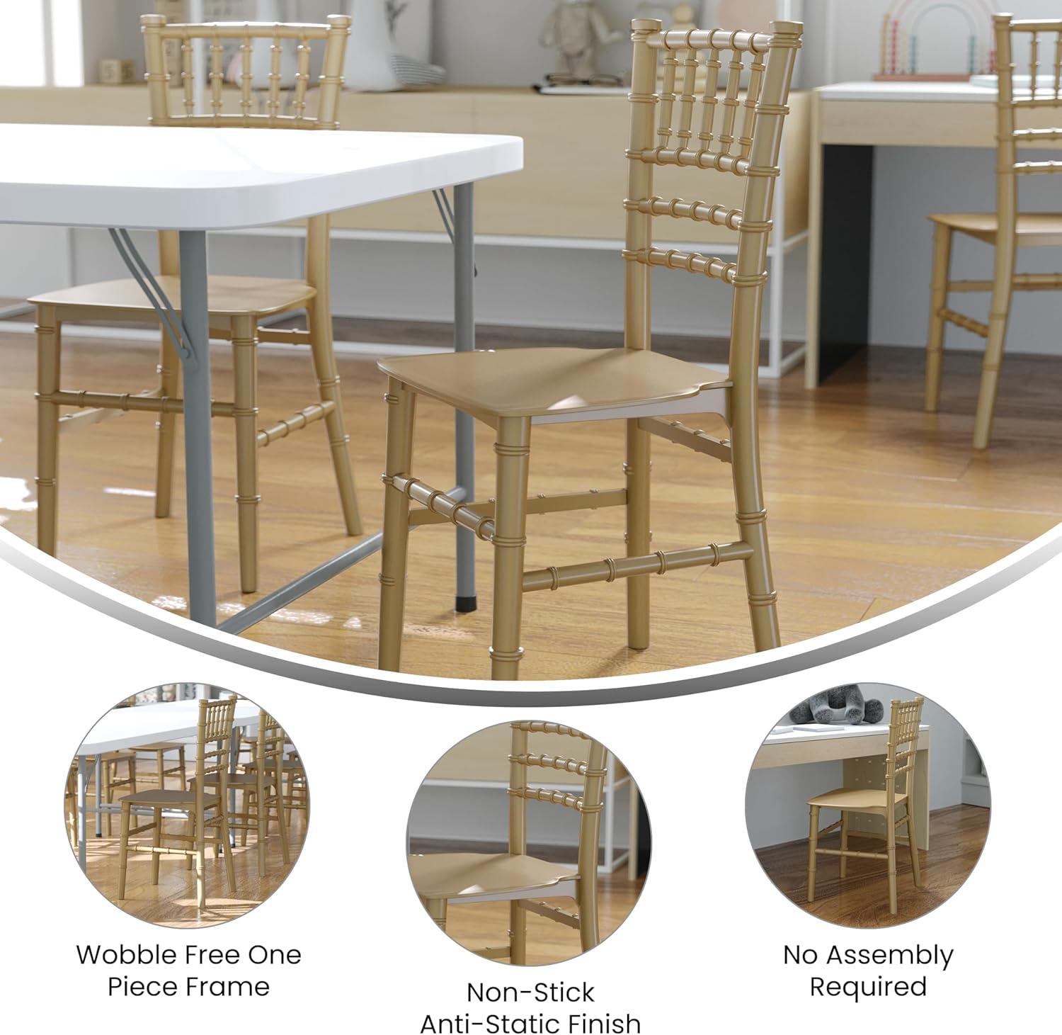 image:imageFlash Furniture Hercules Series Childrens Resin Event Chair CommercialResidential All Occasion Chair 330 lb Static Weight Capacity GoldGold
