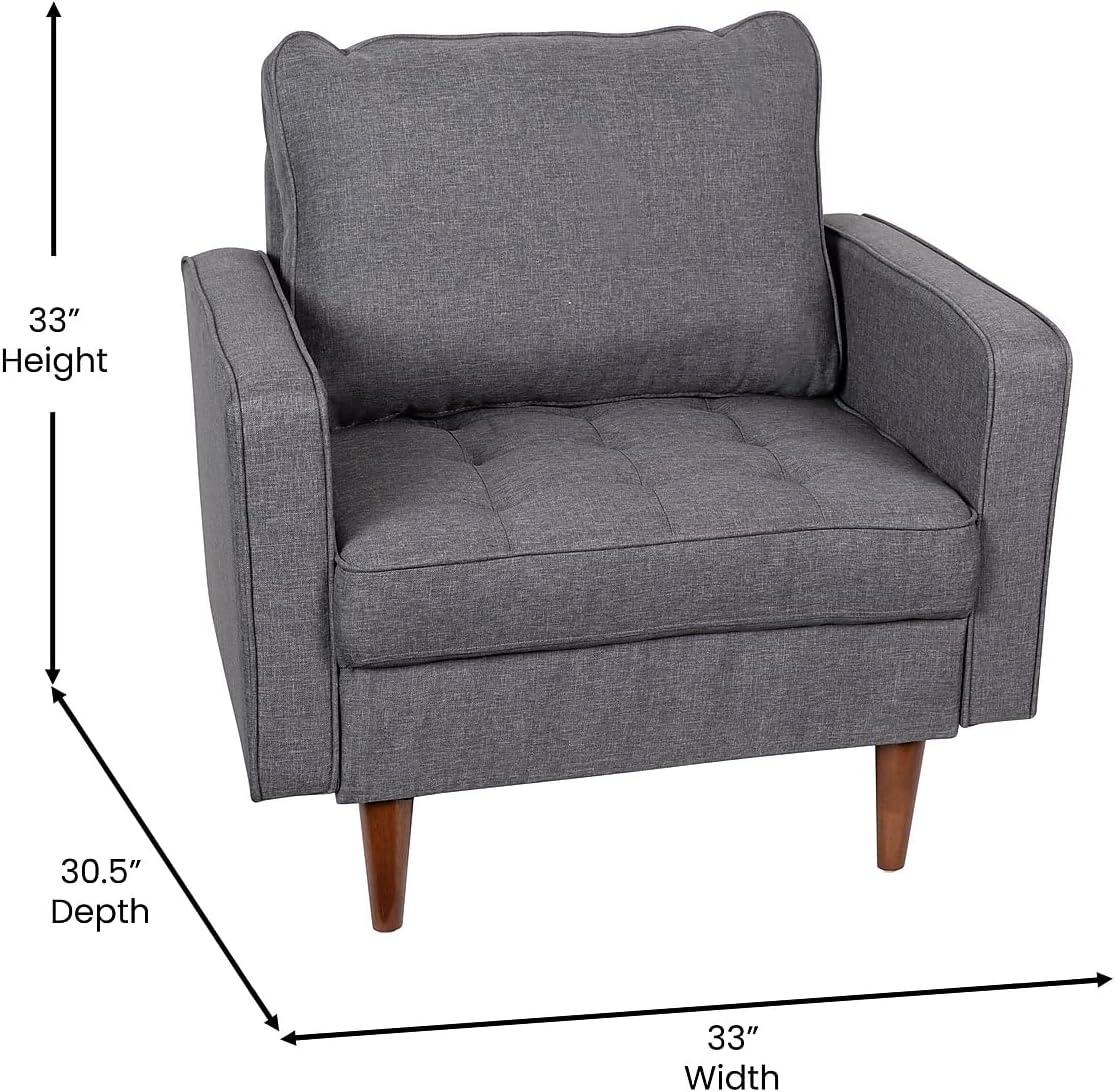 image:imageFlash Furniture Hudson Commercial MidCentury Modern Chair Dark Gray Faux Linen Upholstery Buttonless Tufted Seat Solid Wood LegsDark Gray