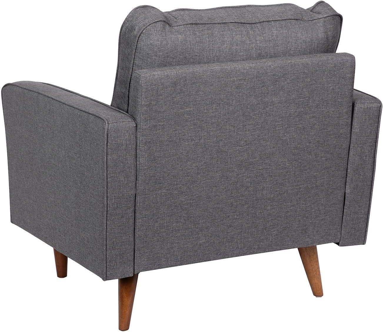 image:imageFlash Furniture Hudson Commercial MidCentury Modern Chair Dark Gray Faux Linen Upholstery Buttonless Tufted Seat Solid Wood LegsDark Gray