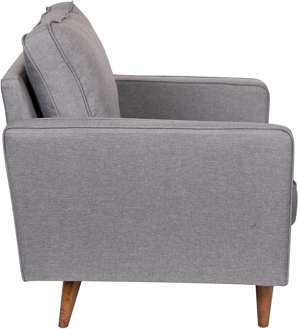 image:imageFlash Furniture Hudson Commercial MidCentury Modern Chair Dark Gray Faux Linen Upholstery Buttonless Tufted Seat Solid Wood LegsSlate Gray