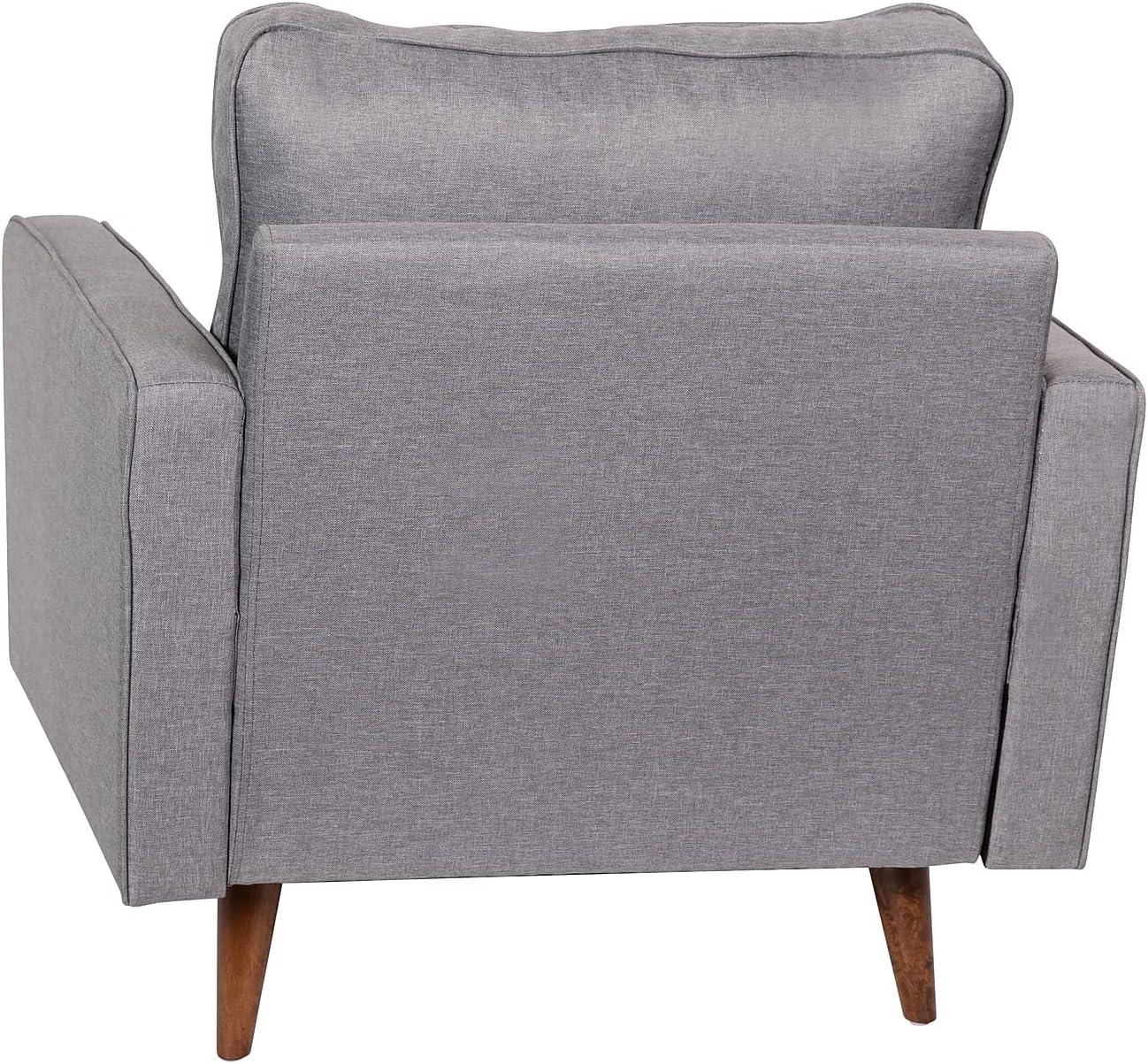 image:imageFlash Furniture Hudson Commercial MidCentury Modern Chair Dark Gray Faux Linen Upholstery Buttonless Tufted Seat Solid Wood LegsSlate Gray