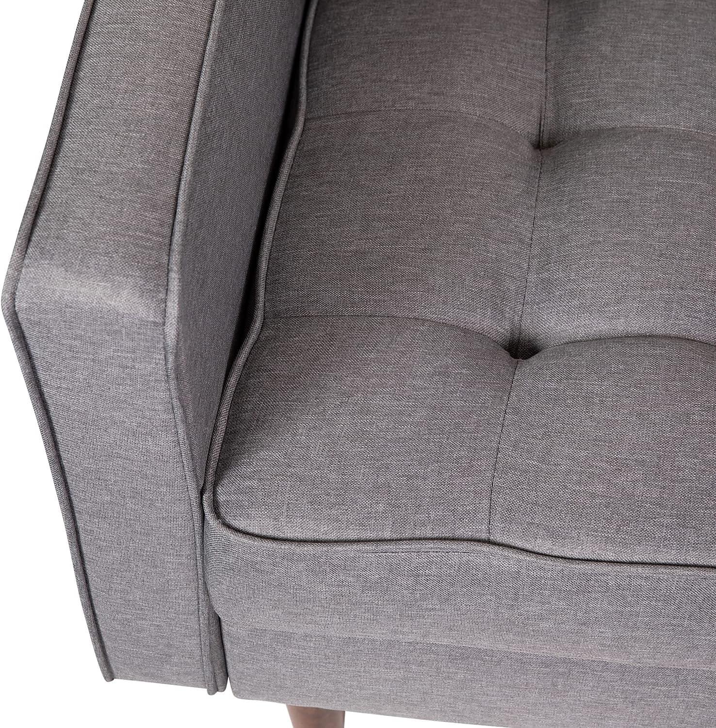 image:imageFlash Furniture Hudson Commercial MidCentury Modern Chair Dark Gray Faux Linen Upholstery Buttonless Tufted Seat Solid Wood LegsSlate Gray