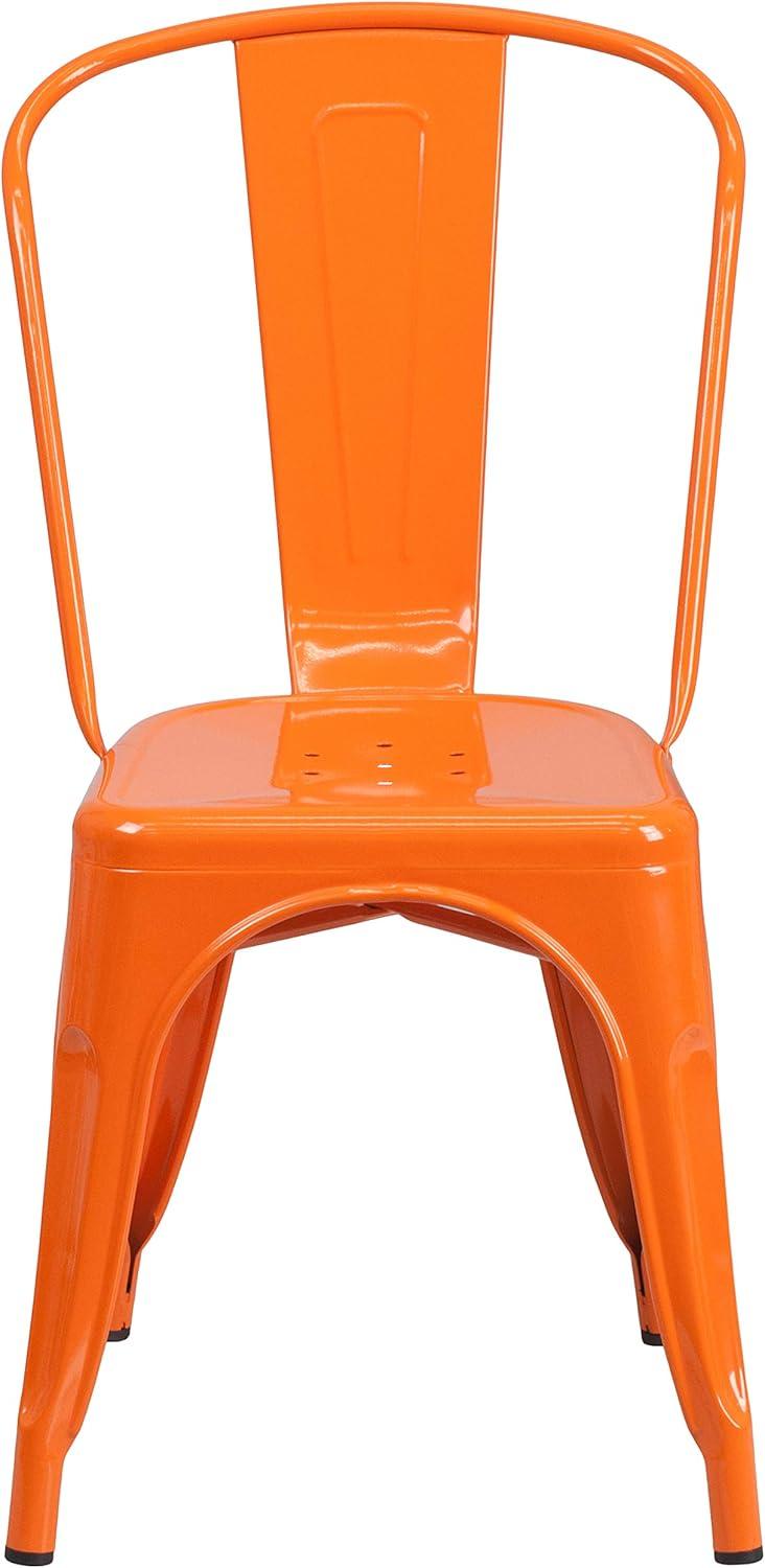 image:imageFlash Furniture Luke Commercial Grade 4 Pack Orange Metal IndoorOutdoor Stackable Chair