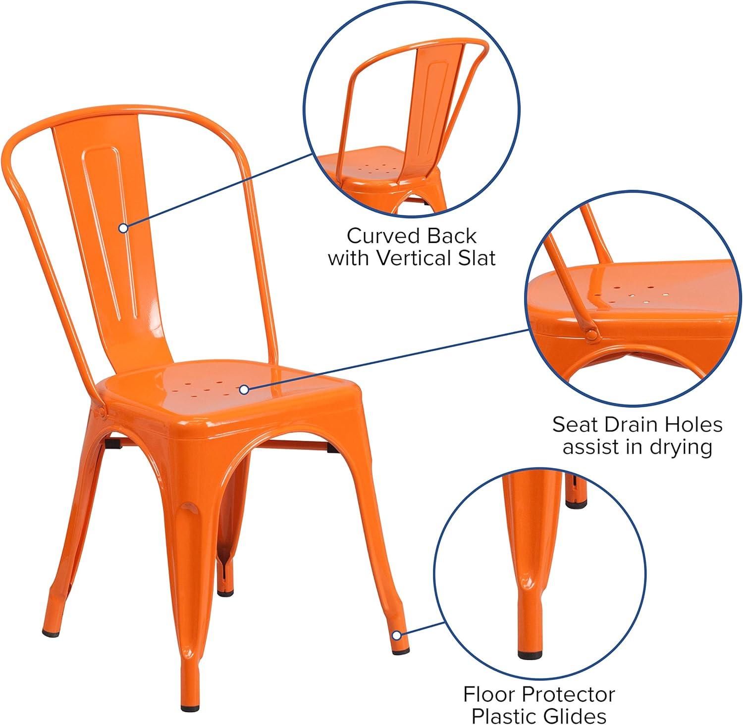 image:imageFlash Furniture Luke Commercial Grade 4 Pack Orange Metal IndoorOutdoor Stackable Chair