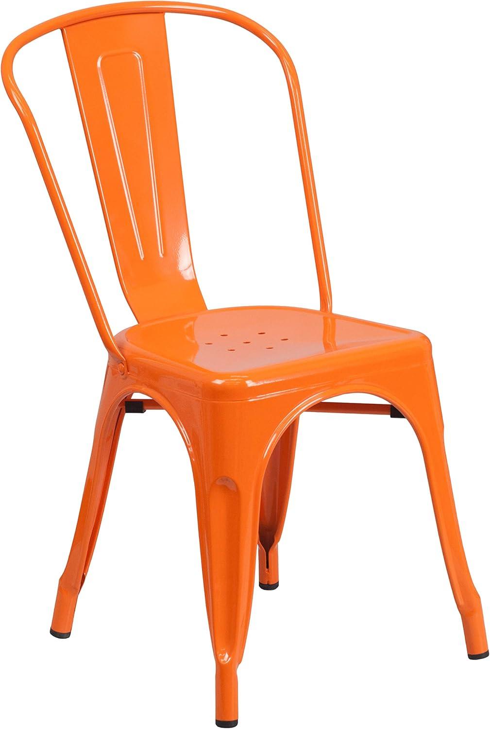 image:imageFlash Furniture Luke Commercial Grade 4 Pack Orange Metal IndoorOutdoor Stackable Chair