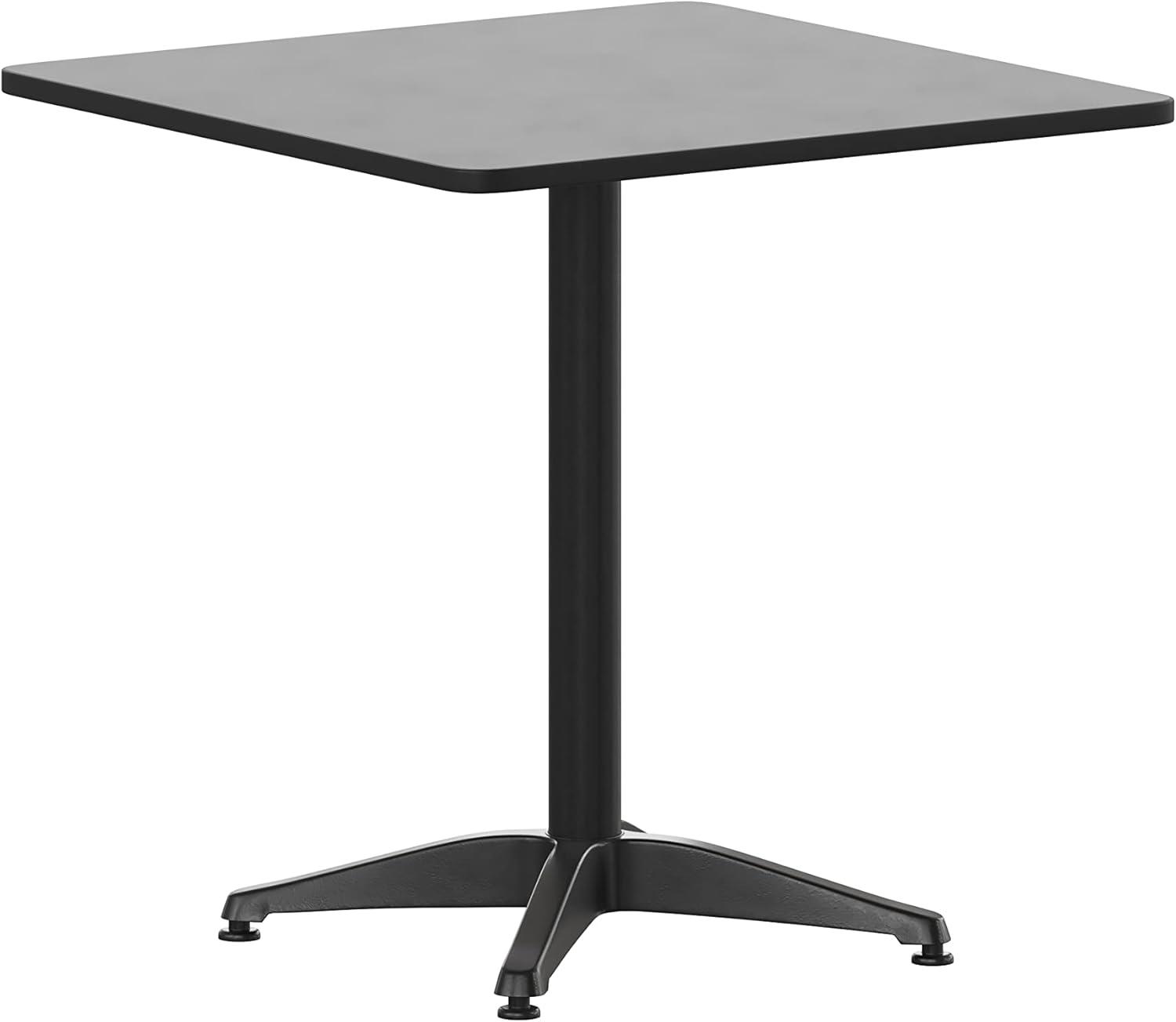 image:imageFlash Furniture TLHALUM28SQ017BK4GG Lila 275 Square Aluminum IndoorOutdoor Table Set with 4 Slat Back Chairs BlackBlack