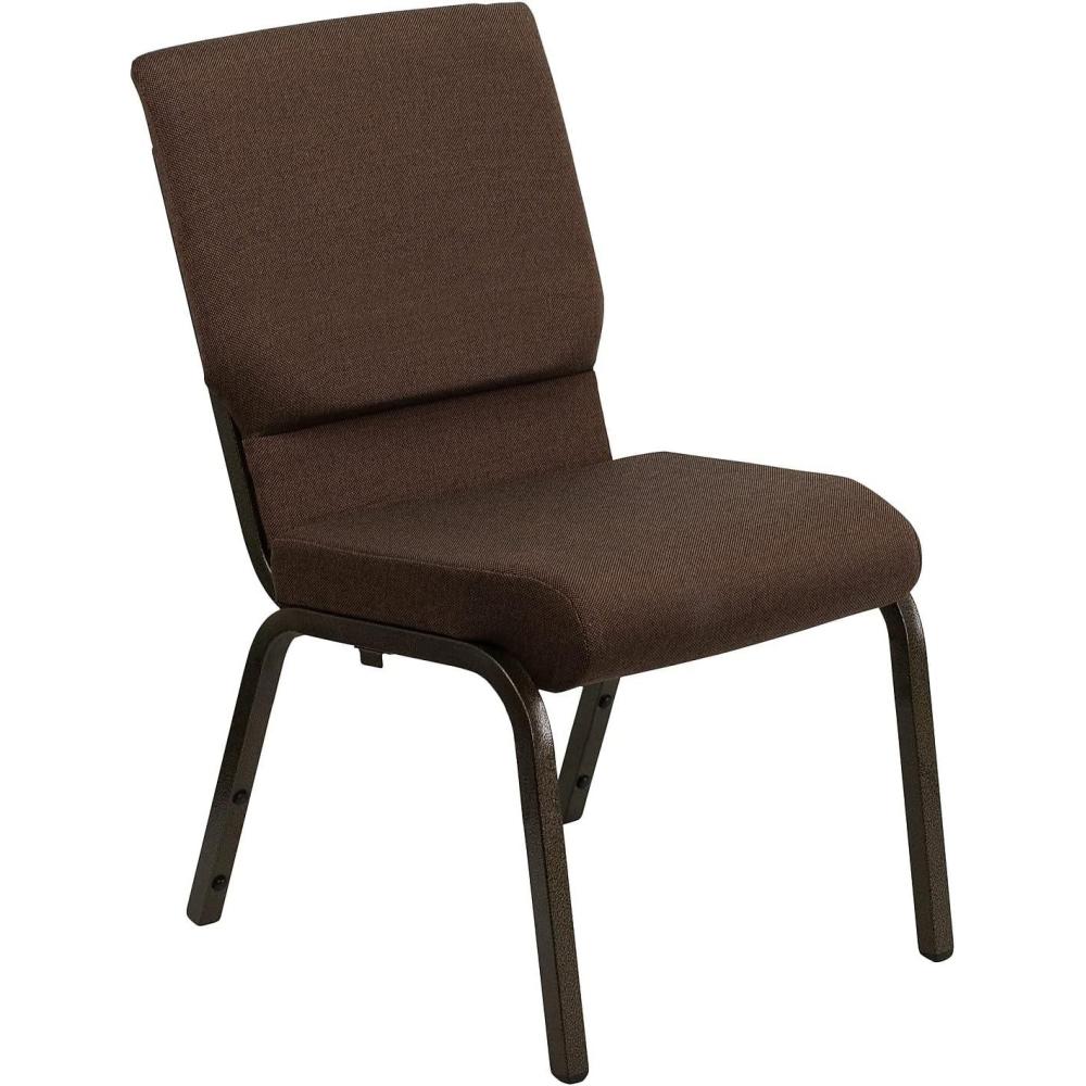 image:imageFlash Furniture 4 Pack HERCULES Series 185W Stacking Church Chair in Black Fabric Silver Vein FrameBrown FabricGold Vein Frame