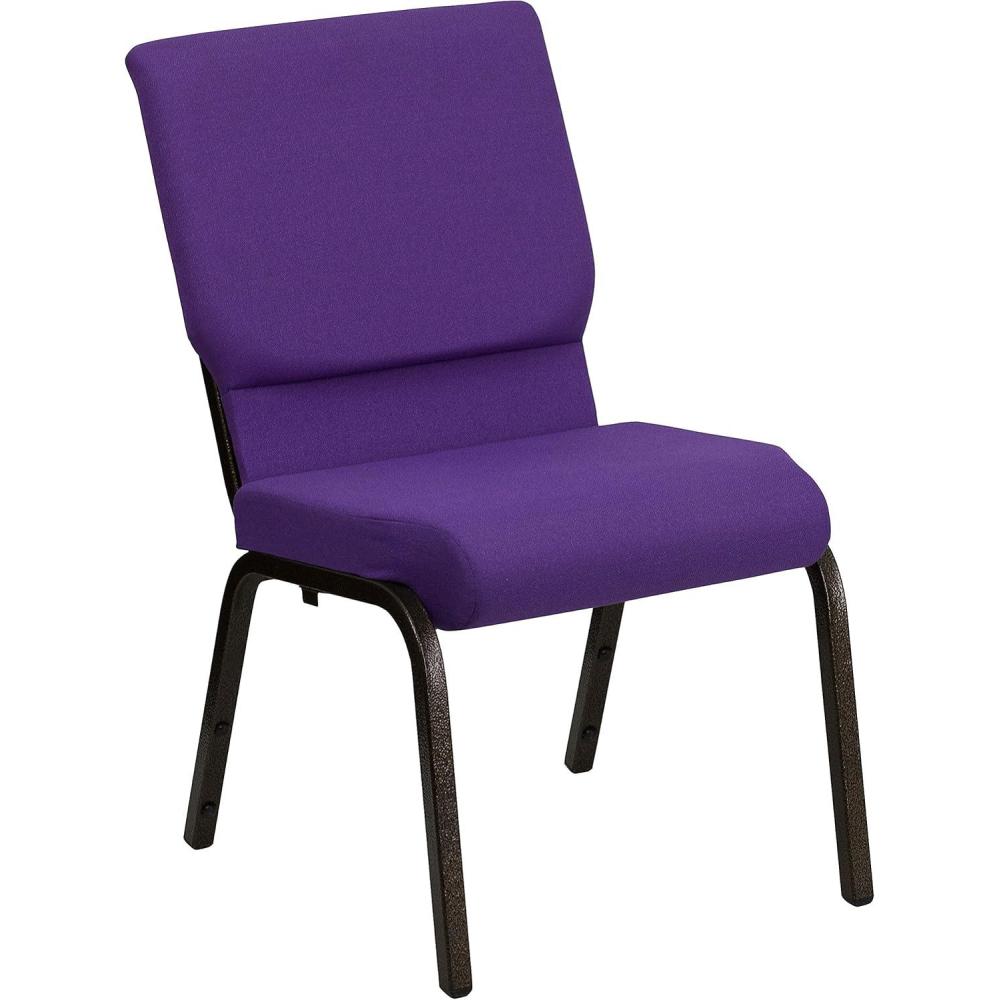 image:imageFlash Furniture 4 Pack HERCULES Series 185W Stacking Church Chair in Black Fabric Silver Vein FramePurple FabricGold Vein Frame