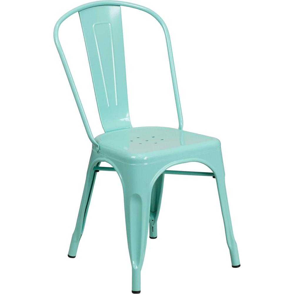 image:imageFlash Furniture Commercial Grade Mint Green Metal IndoorOutdoor Stackable ChairMint Green