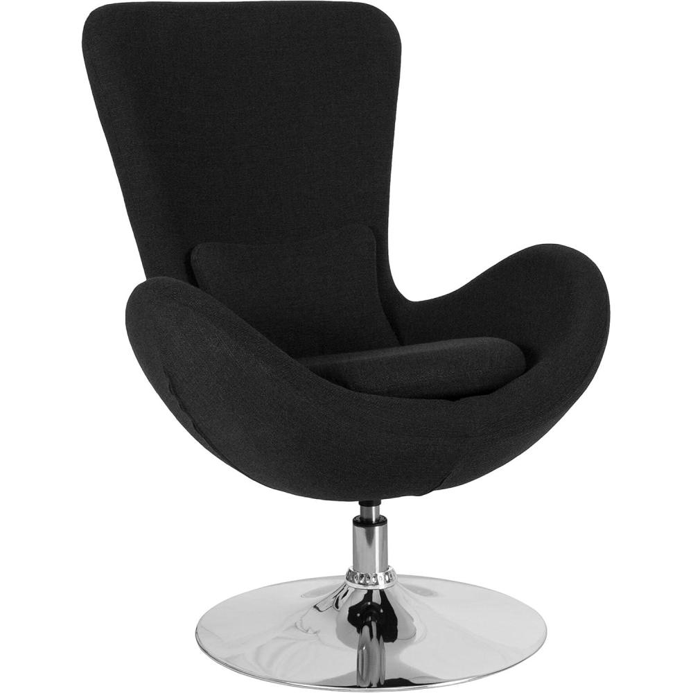 image:imageFlash Furniture Egg Series White LeatherSoft Side Reception ChairBlack Fabric