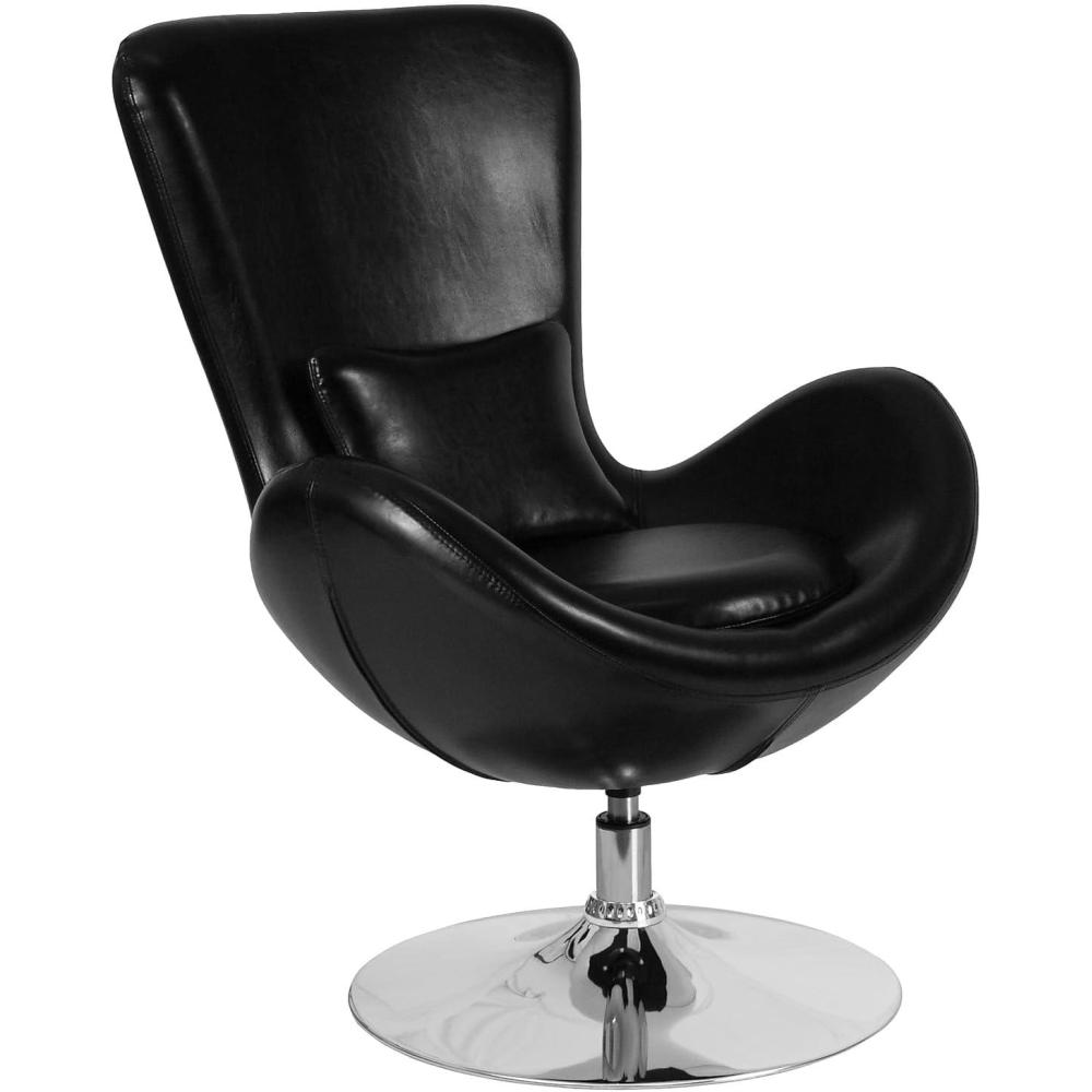 image:imageFlash Furniture Egg Series White LeatherSoft Side Reception ChairBlack Leathersoft