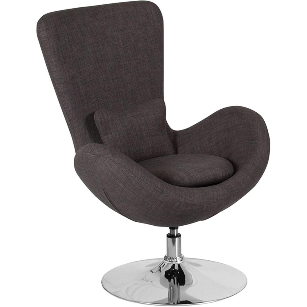 image:imageFlash Furniture Egg Series White LeatherSoft Side Reception ChairDark Gray Fabric