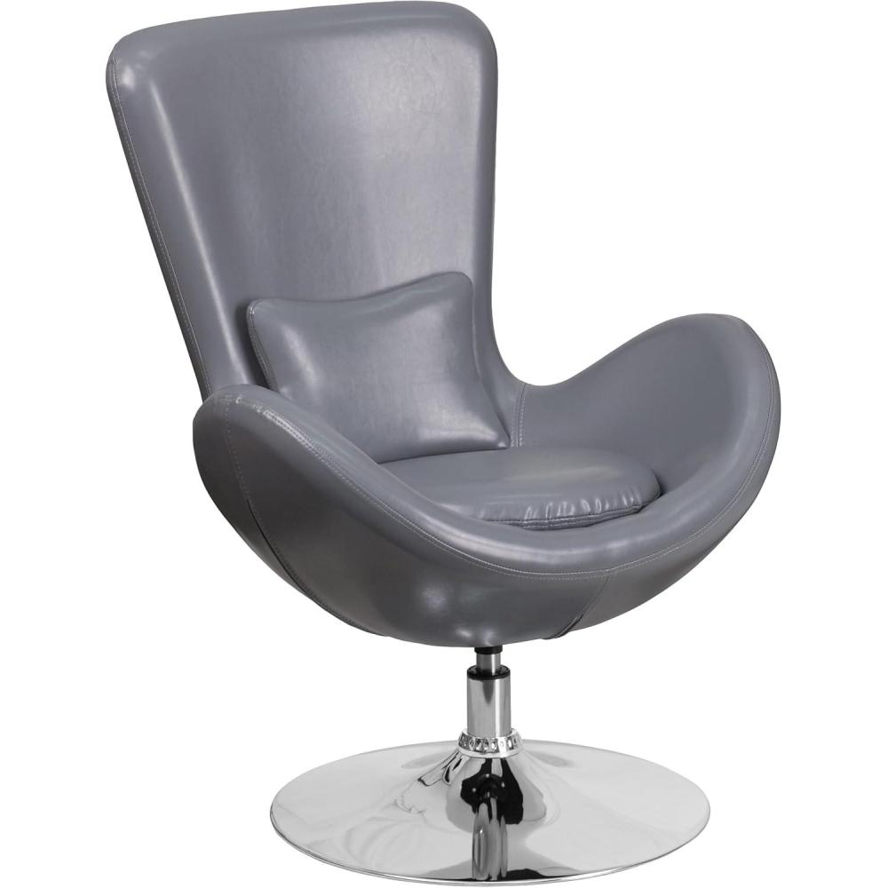 image:imageFlash Furniture Egg Series White LeatherSoft Side Reception ChairGray Leathersoft