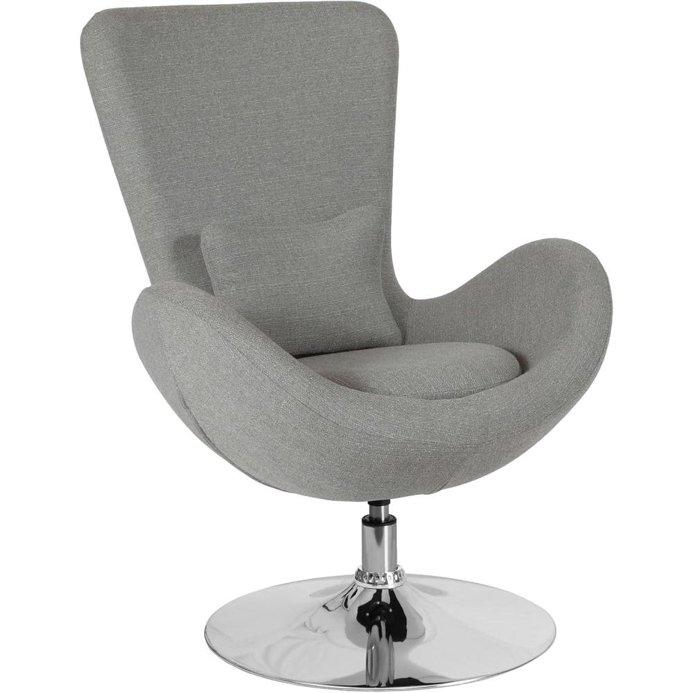 image:imageFlash Furniture Egg Series White LeatherSoft Side Reception ChairLight Gray Fabric