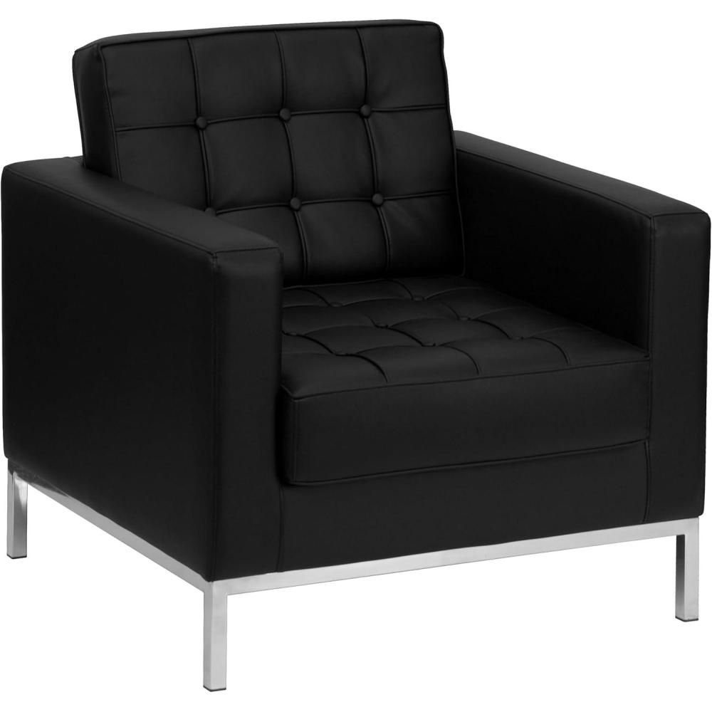 image:imageFlash Furniture HERCULES Lacey Series Contemporary Black LeatherSoft Chair with Stainless Steel FrameBlack